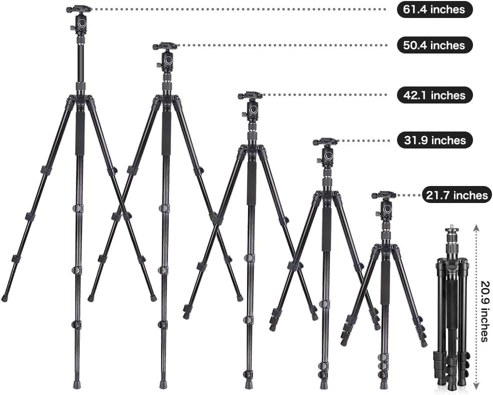 Crazy Deals UBeesize 61.4-inch Camera Tripod, 12kg/26.4lb Load Aluminum Travel Tripod Stand, Compact and Lightweight Video Tripod for DSLR Cameras, Projectors, Camcorders, Canon and Nikon