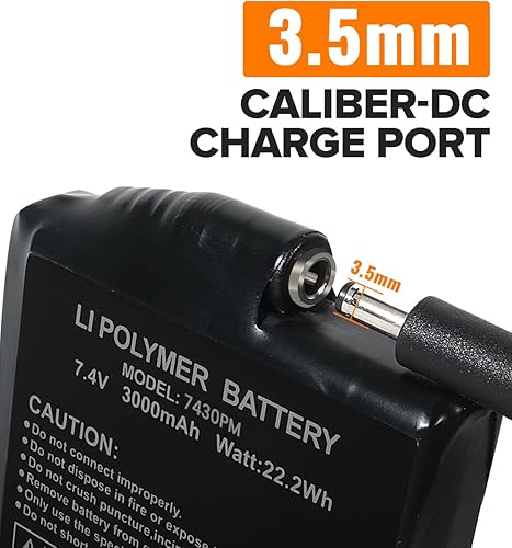 Miniatura 2 de JS LifeStyle Baterías recargables de polímero de litio de 7.4 V 3000 mAh para guantes calefactados, compatible con conector de CC de 0.138 in, 2