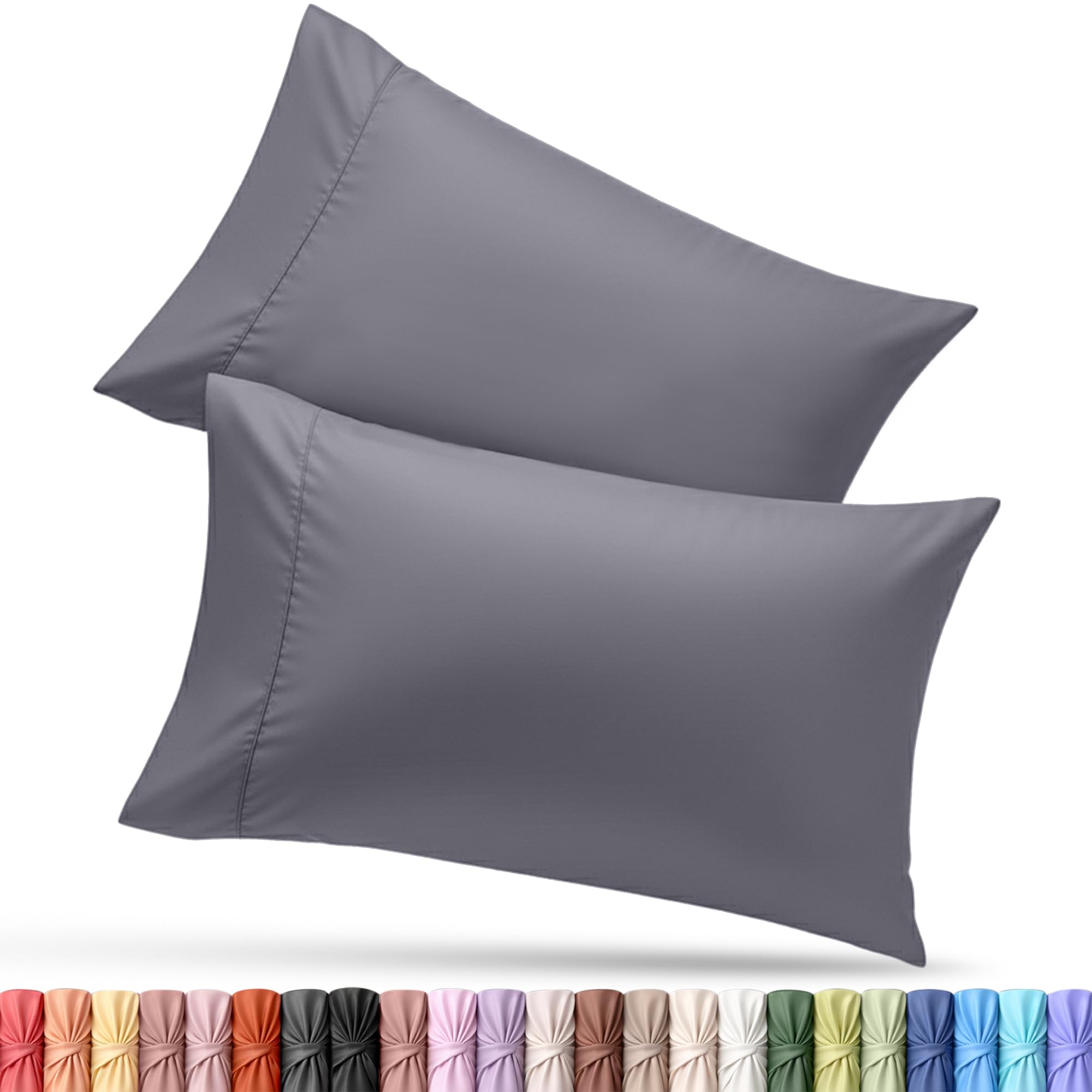 Pillow Covers by Utopia Bedding - Queen Size 2-Pack – Soft Brushed Microfiber – Perfect for Hospitals, Hotels, Guest Rooms – Oeko-TEX Certified, 20x30 Inches (Grey)