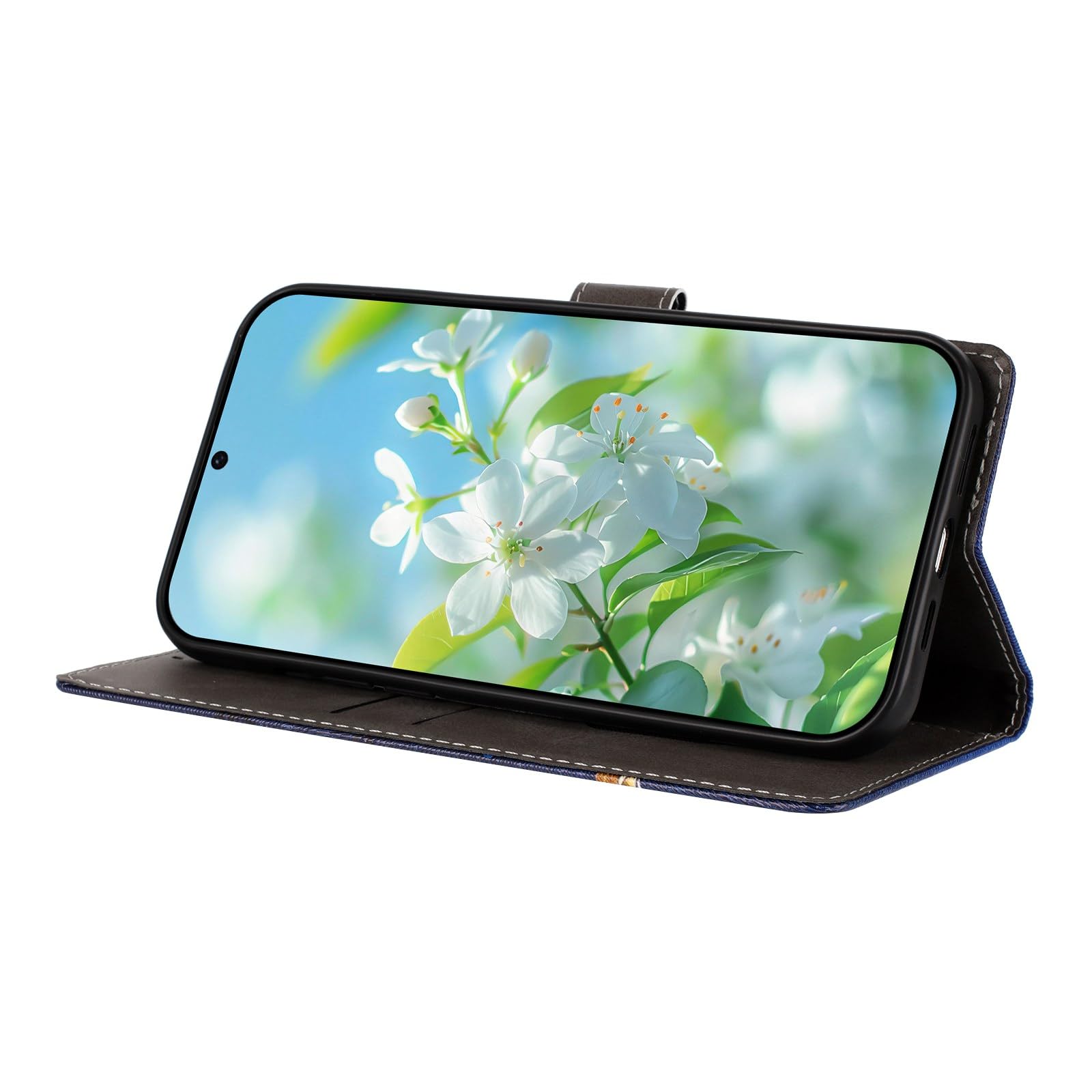 SNCLET Cover per TCL 501 Custodia a Portafoglio,Semplice Stile Libro Flip Cover Pelle PU con Porta Carte,Supporto Integrato,Antiurto Antipolvere Magnetica Custodia per TCL 501,Nero/Blu Navy