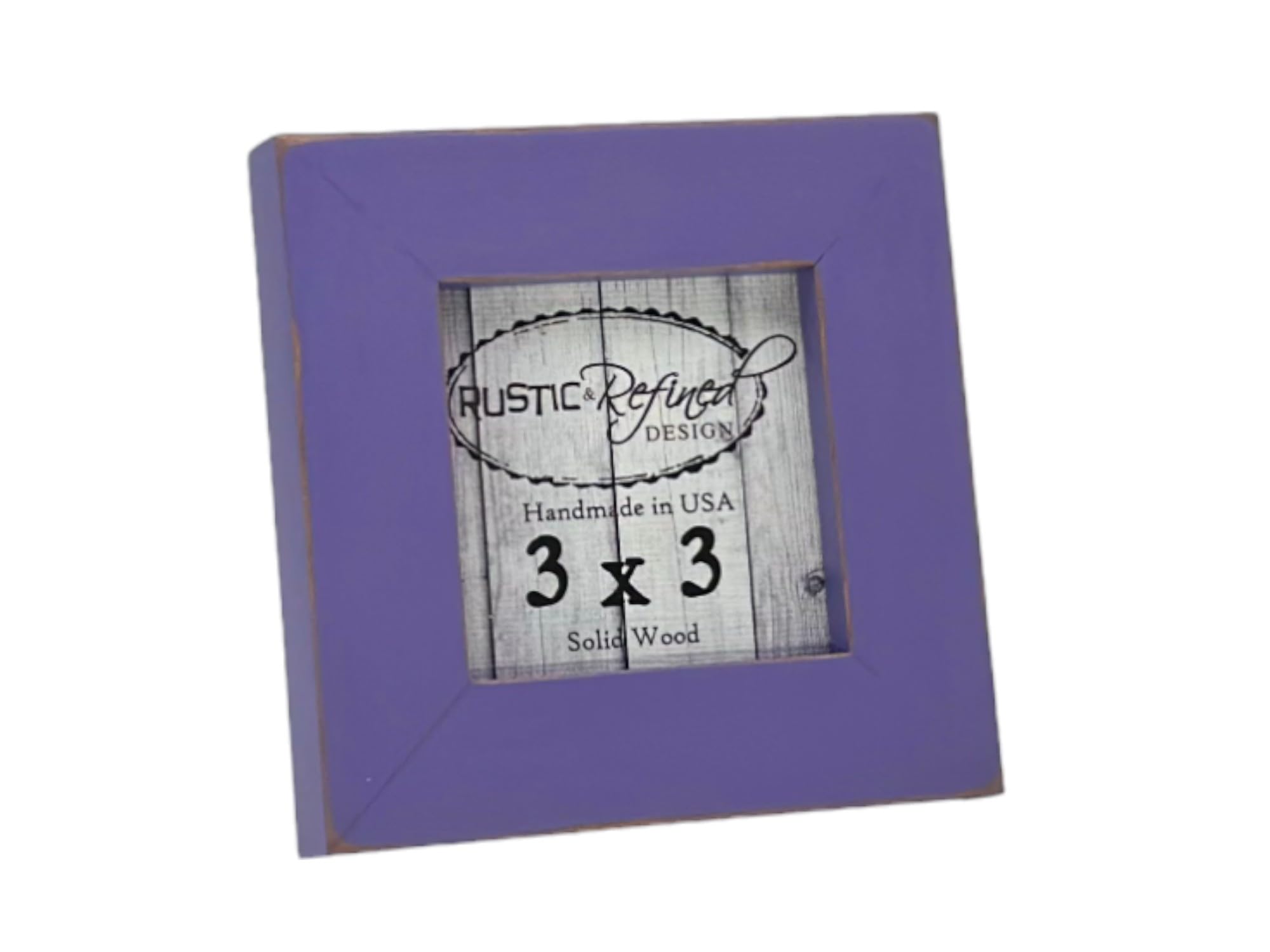 Rustic and Refined Design3x3 Solid Wood Made in USA Picture Frame with 1 Inch Border (Gallery Collection) - Purple