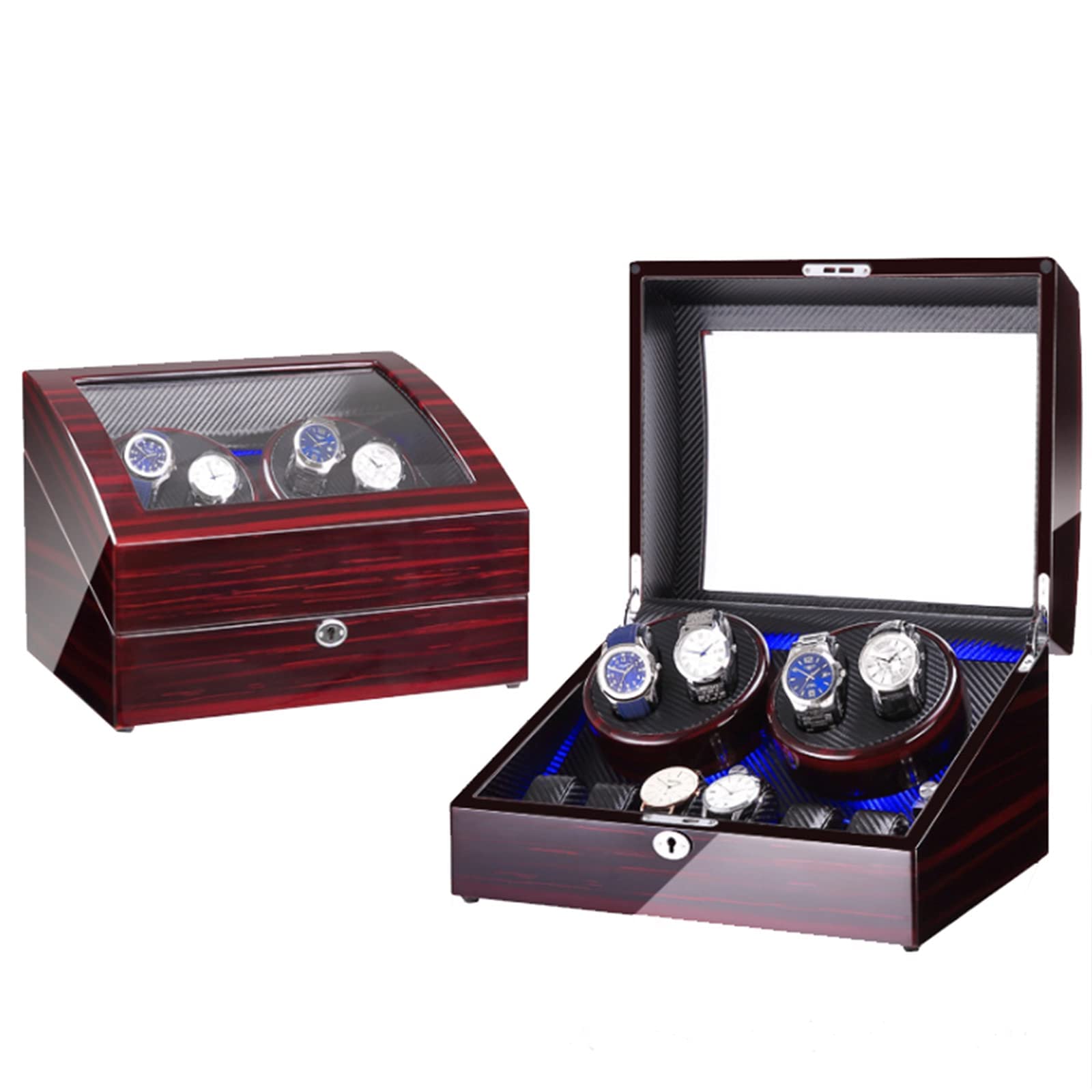 Watch Winder Automatische watchwinderbox voor 8 horloges 5 opslag 5 rotatiemodus Houten horlogekast met stille motor, E Watch Winder Watch Winder Automatische watchwinderbox voor 8 horloges 5 opslag 5 rotatiemodus Houten horlogekast met stille motor, E Watch Winder