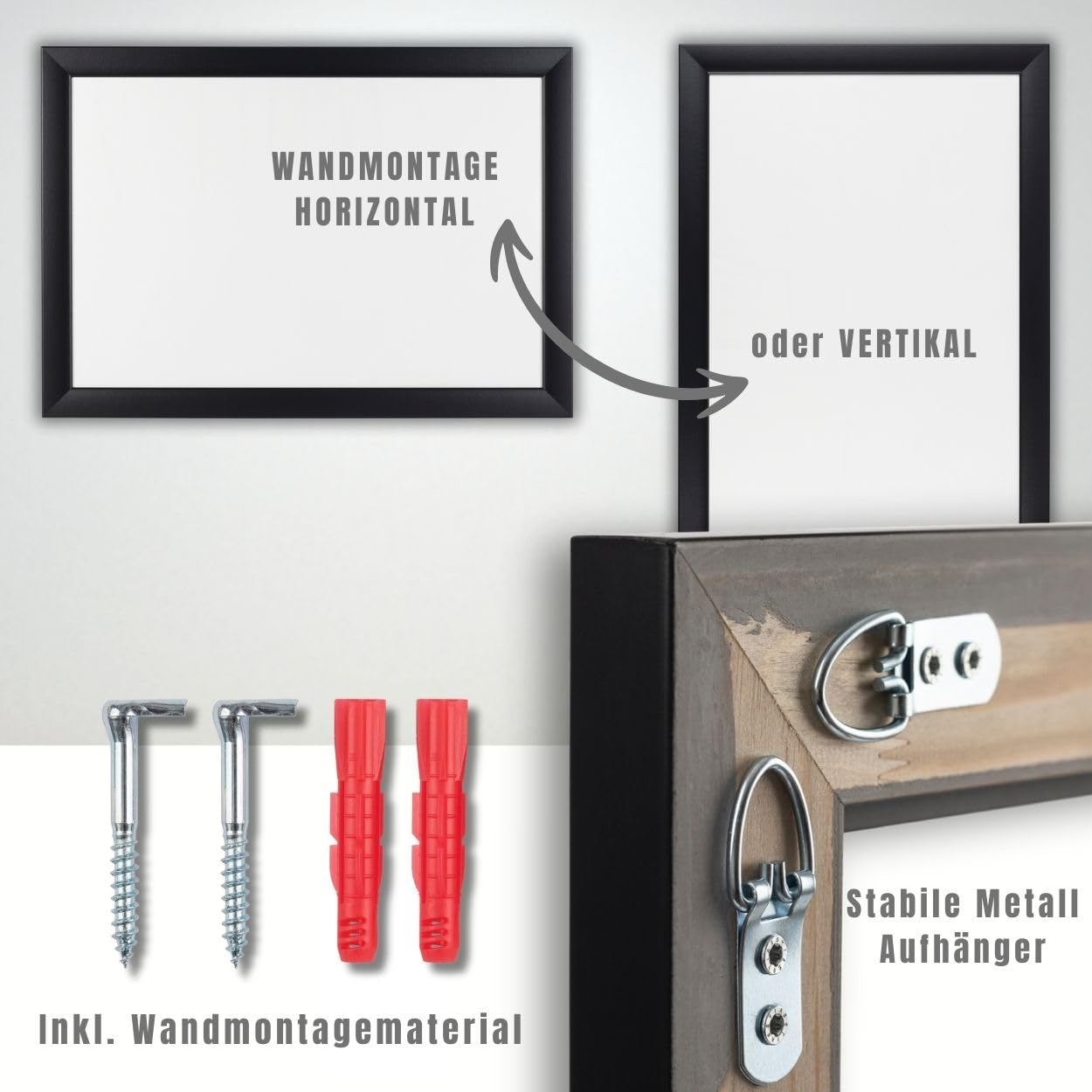 'N°3' Wandspiegel 70x120 cm Spiegel mit Rahmen | Silber | Moderner Ganzkörperspiegel mit 38 mm breitem Holzrahmen | Inkl. Metall Aufhänger und Wandmontagematerial