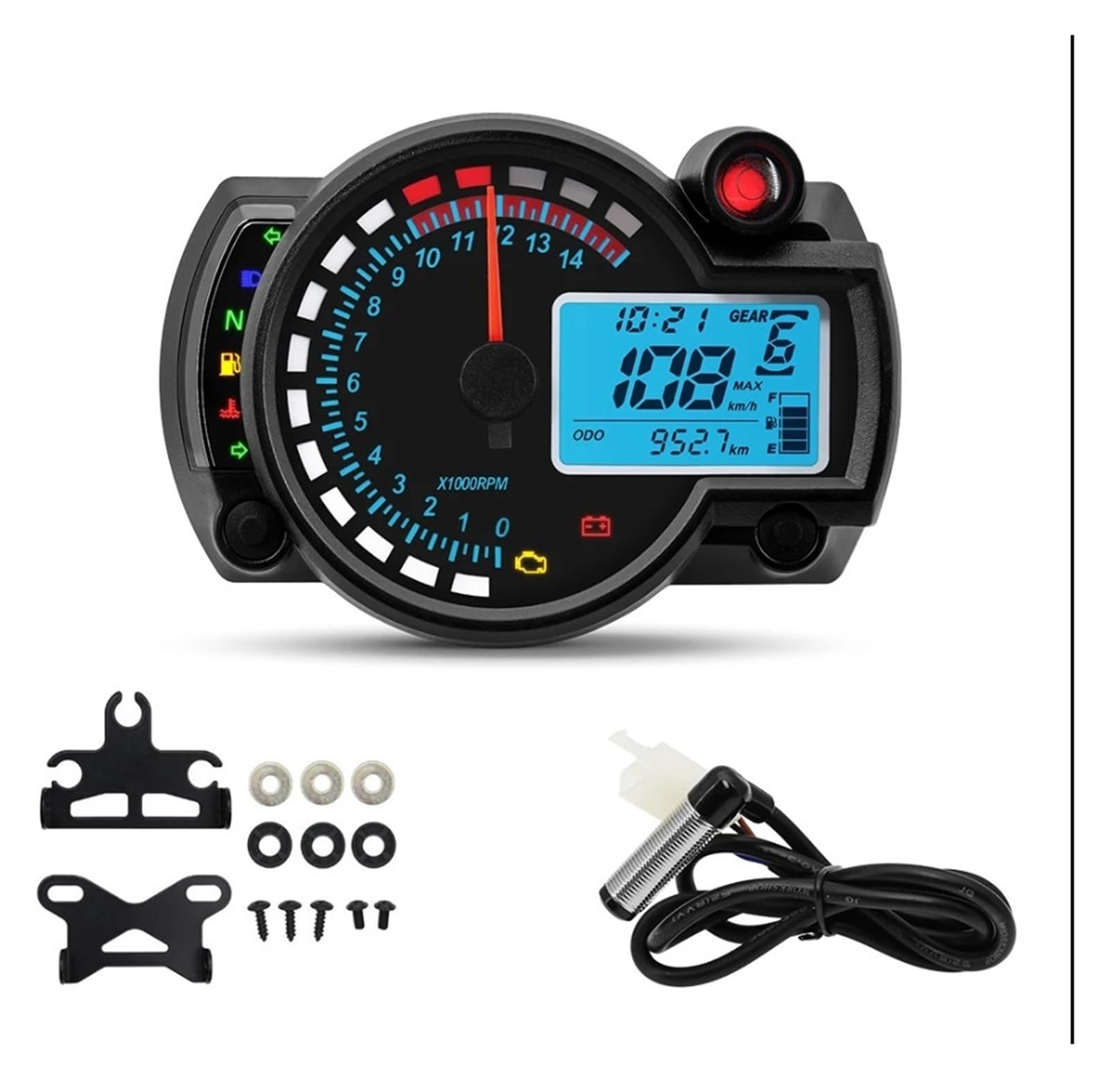 Velocímetro Digital Universal Motocicleta, Panel Instrumentos para Ho&nda para Suzuki para Ya&maha para Kaw&asaki con Contador De Horas De 7 Colores. medidor