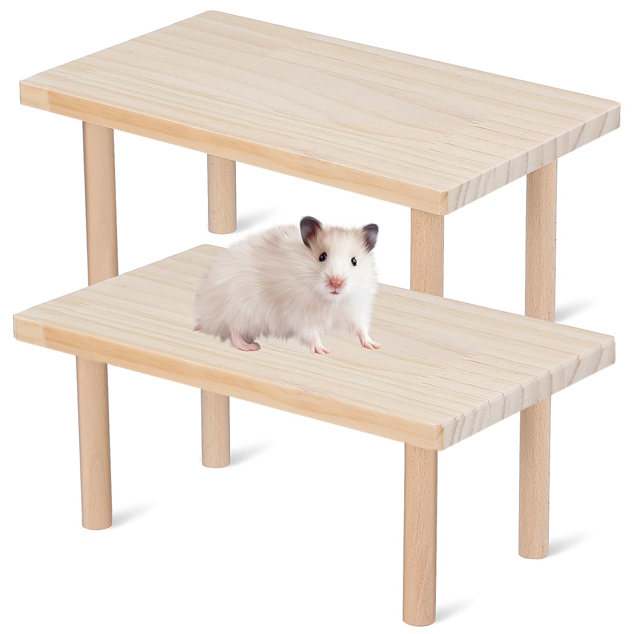 NOLITOY Wooden Hamster Playing Platform Board Toy: Anti-biting Cage Landscape Stands Small Pet Exercise Enrichment Habitat Decoration Hedgehog Training, 2 PCS