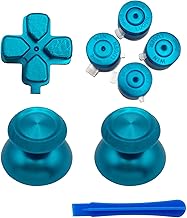 Metal Thumbsticks D-pads ABXY Buttons Repair Kits for PS5 Controller - Replacement Aluminum Action buttons & Analog Joystick & Directional Pads for PlayStation 5 Controller (Blue)
