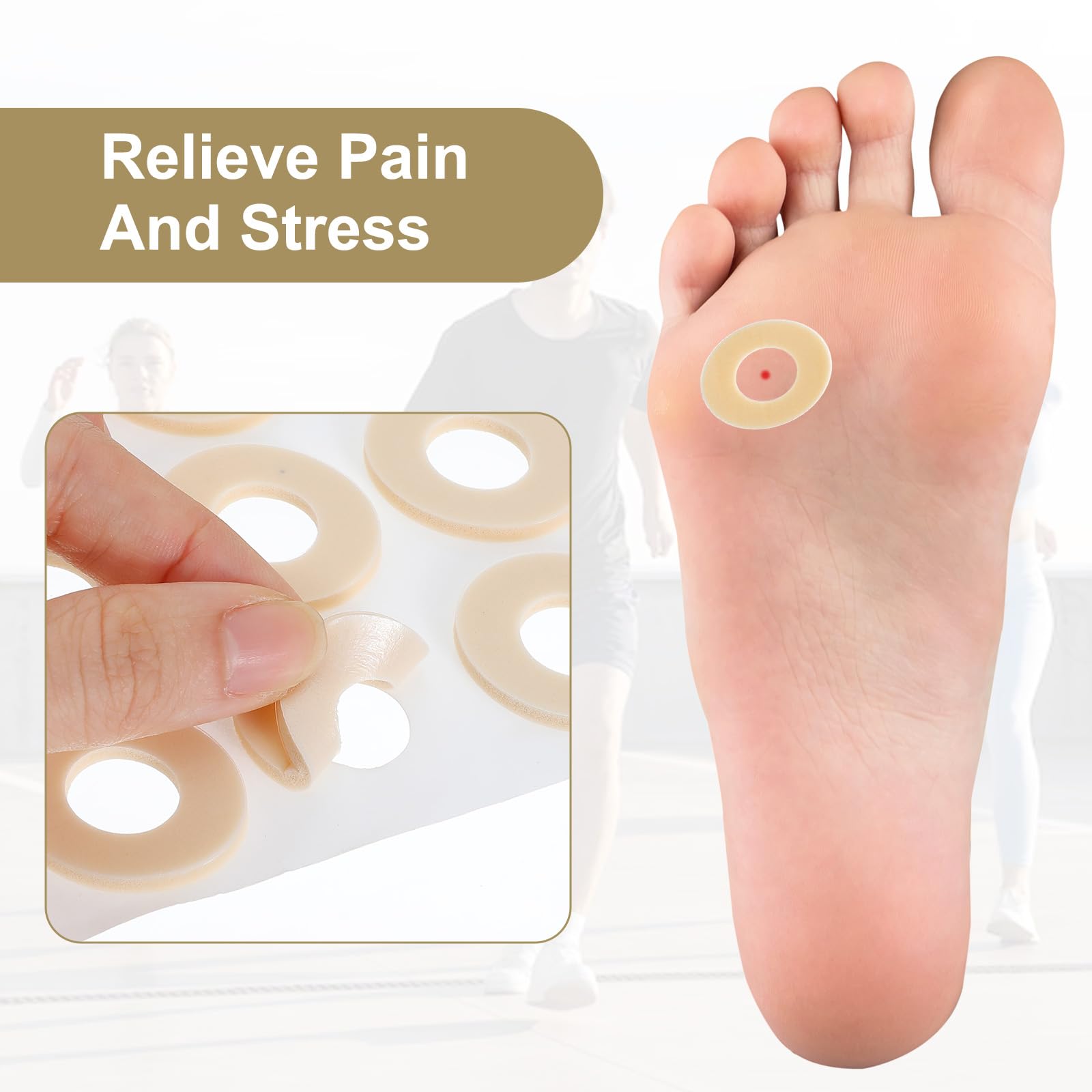 180 cojines de callos para dedos de los pies, almohadillas ovaladas de espuma con almohadillas adhesivas resistentes al agua para callos para la parte inferior del pie, protegen el maíz de rozaduras y