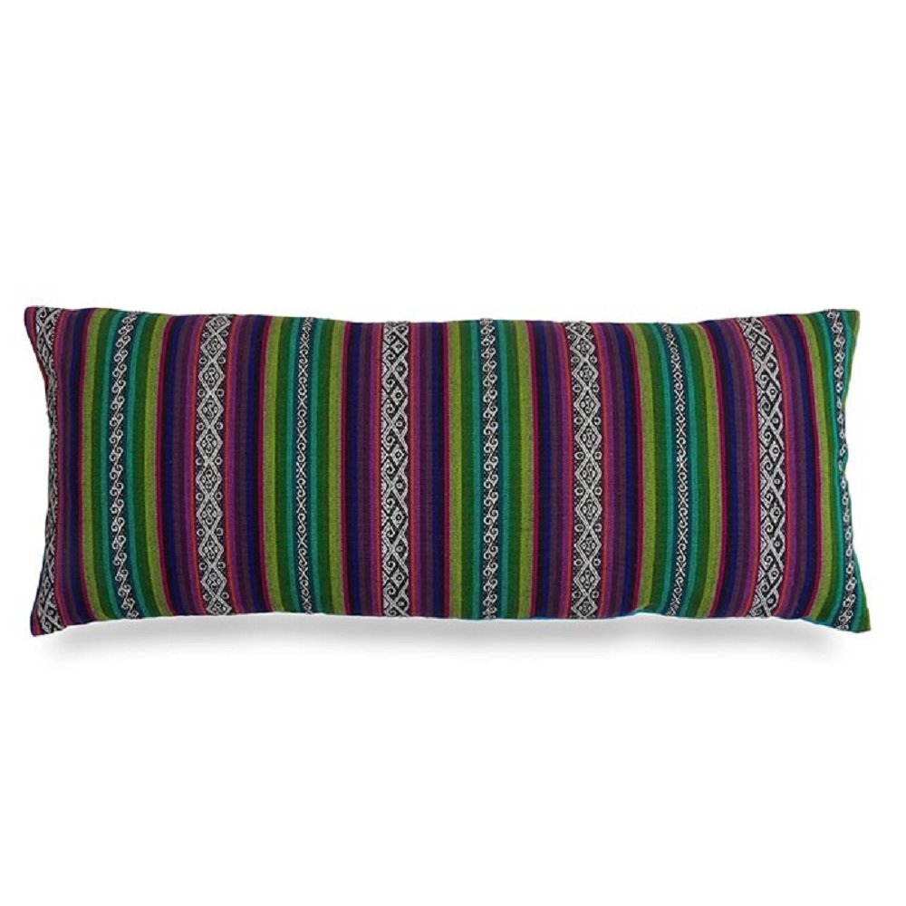 Casa Amarosa Woven Yarn Lumbar Pillow, Purple and Green