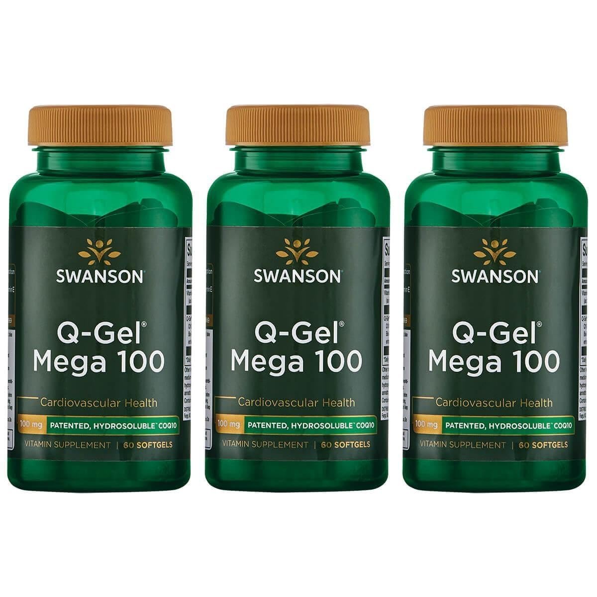 Swanson Q-Gel Mega 100, 100 Milligrams, 60 Softgels, 3 Pack 60 Count (Pack of 3)