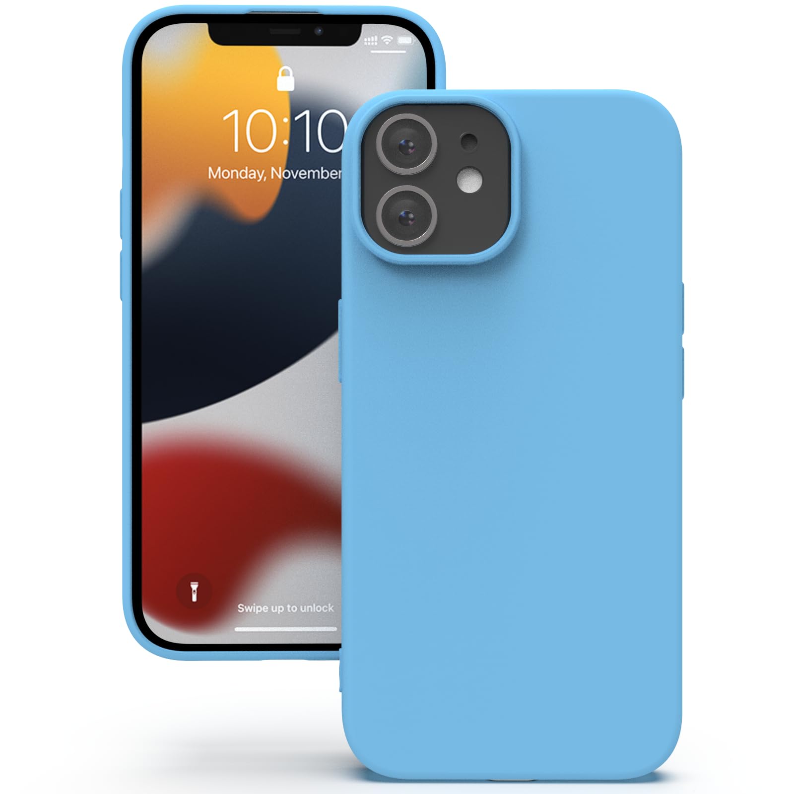 YATWIN Silicone Back Case for iPhone 12 Mini, Soft-Touch Phone Back Cover for Apple iPhone 12 Mini - Sky Blue