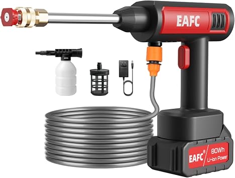Portable Cordless Car Wash Water Gun Electric High Pressure Washer, Foam Cannon Car Wash Tools, Portable Car Cleaning Machine Car Cleaning Kit for Car Detailing, Fencing