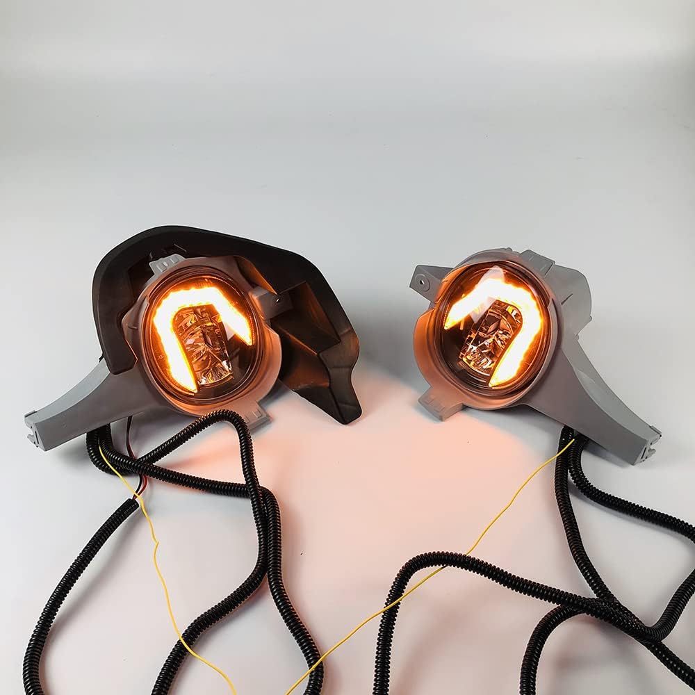 Dreamseek LED DRL Driving Fog Lamp Assembly for Toyota Hilux Vigo 2004 2005 2006 2007 Front Bumper Light with Dynamic Sequential Turn Signal