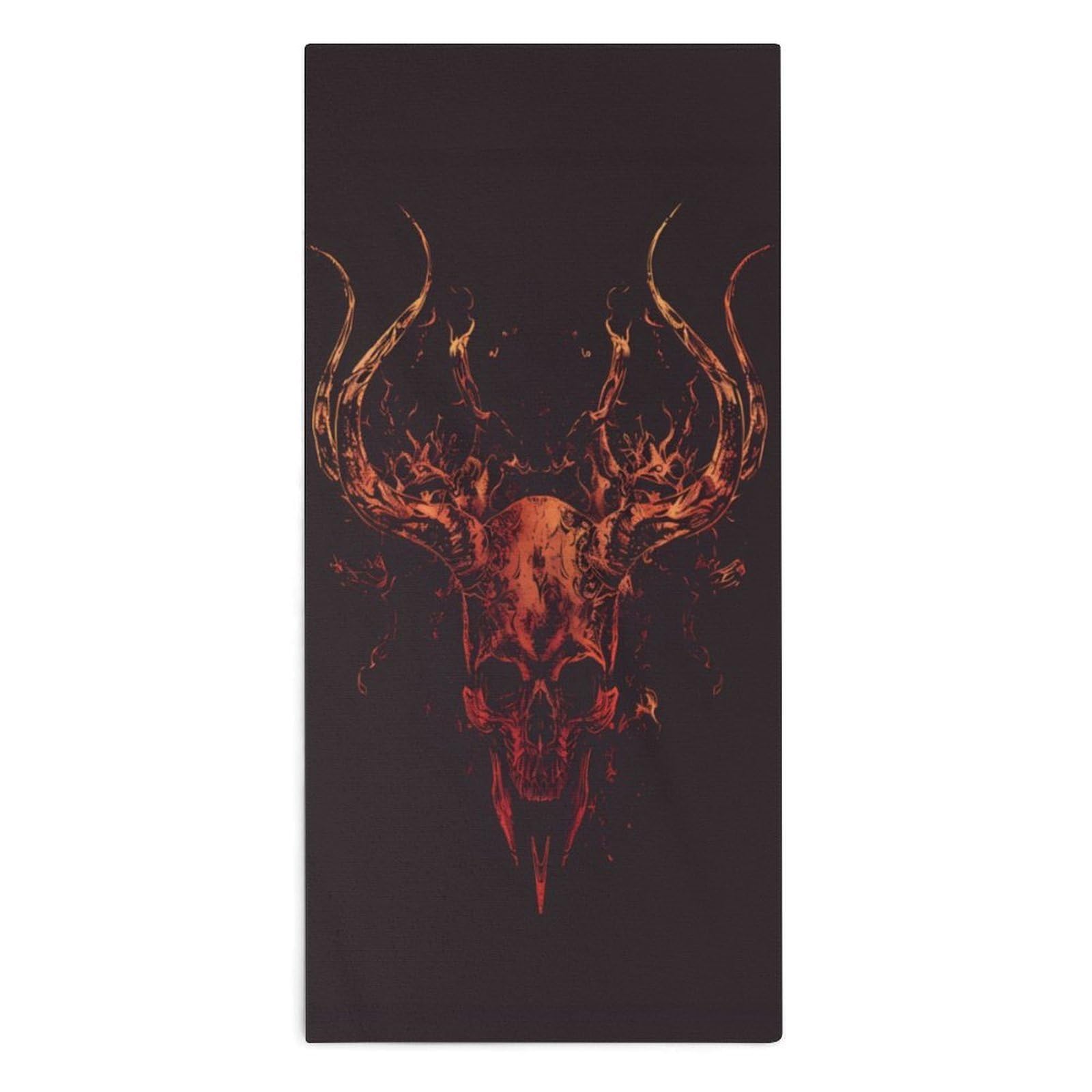 NCLQVJXZKHW Flame Heavy Metal Skull Hand Towels Soft Face Towel Gym Bathroom Travel Hotel 13"x28"