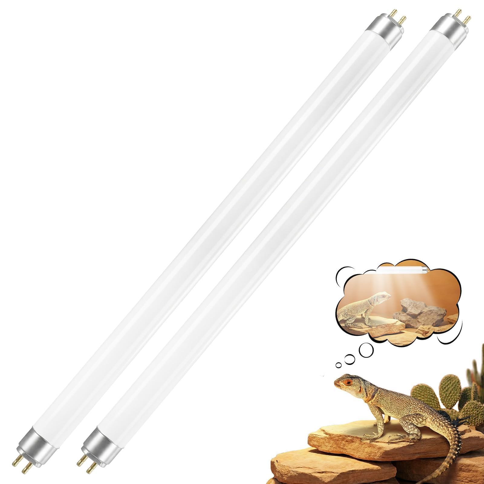 T5 10.0 UVB Reptile Light Tube 8W 2 Pack, UVA 10% UVB Fluorescent Lamp 300mm G5 Base UVB Lighting Bulb Vivarium & Terrarium Enclosures, Desert Reptiles Bearded Dragons Lizards Turtles Chameleon