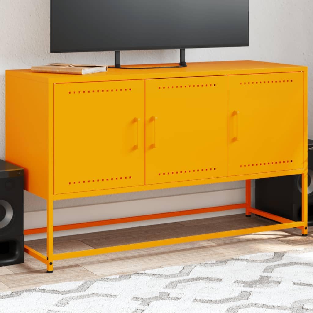 Mobile TV giallo senape, 100,5 x 39 x 60,5 cm, in acciaio
