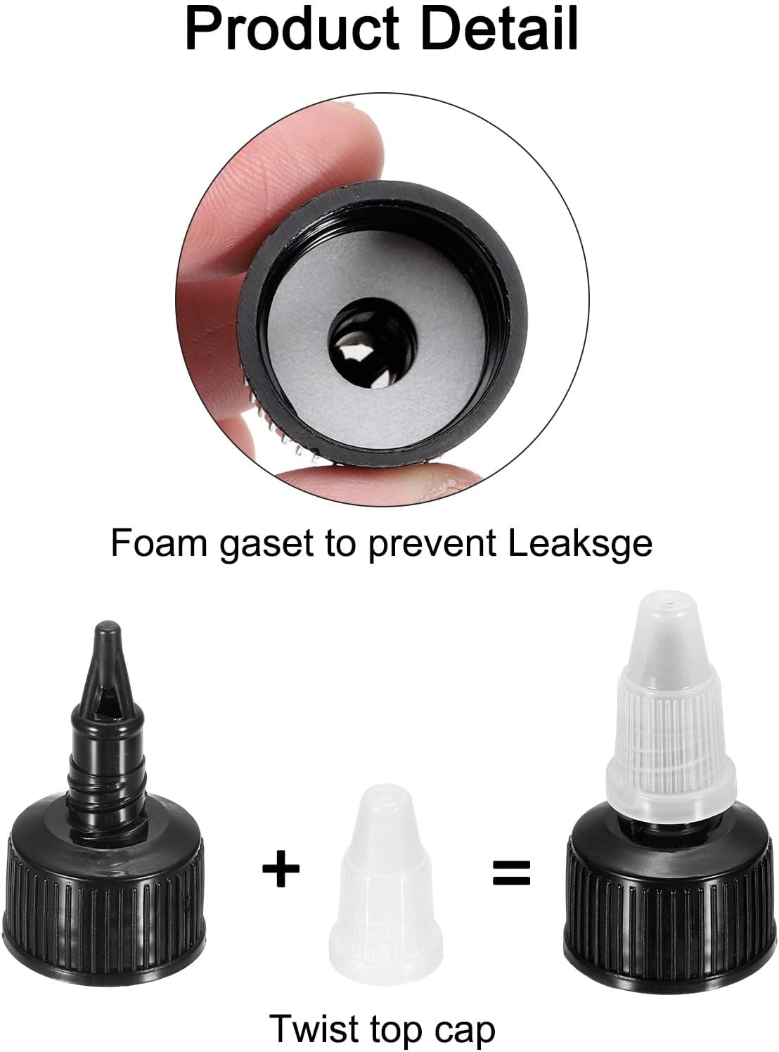 MECCANIXITY 30 Pack Twist Top Cap 20/410 Black Dispensing Squeeze Bottles Replacements Caps for Crafts, Arts, Glue, Liquids
