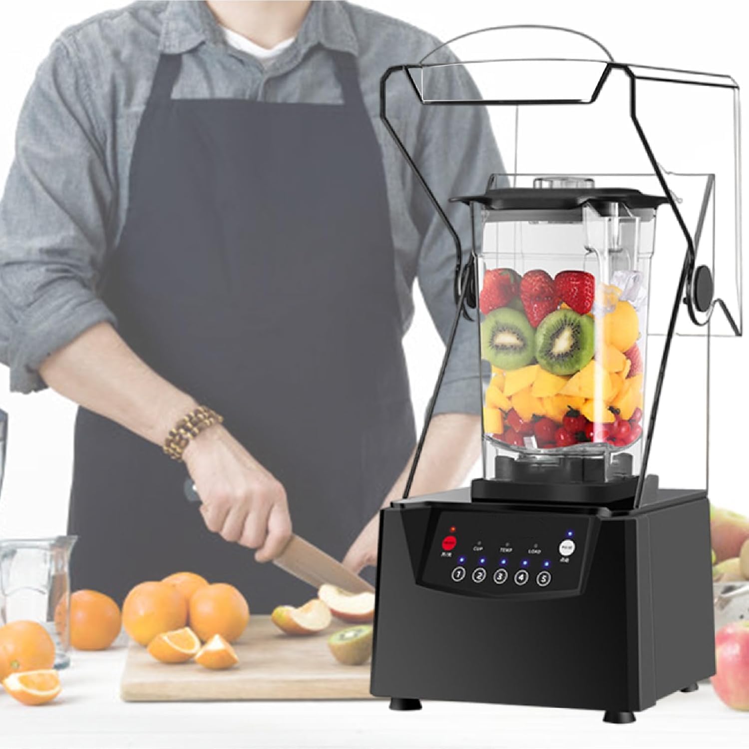 2200W Frullatore Silenzioso con Scudo insonorizzato, 70oz Auto-pellente Professionista Contro-to-to-Top Mixer, Low Noise Commercial Smoothie Maker per Le Feste della Cucina di casa