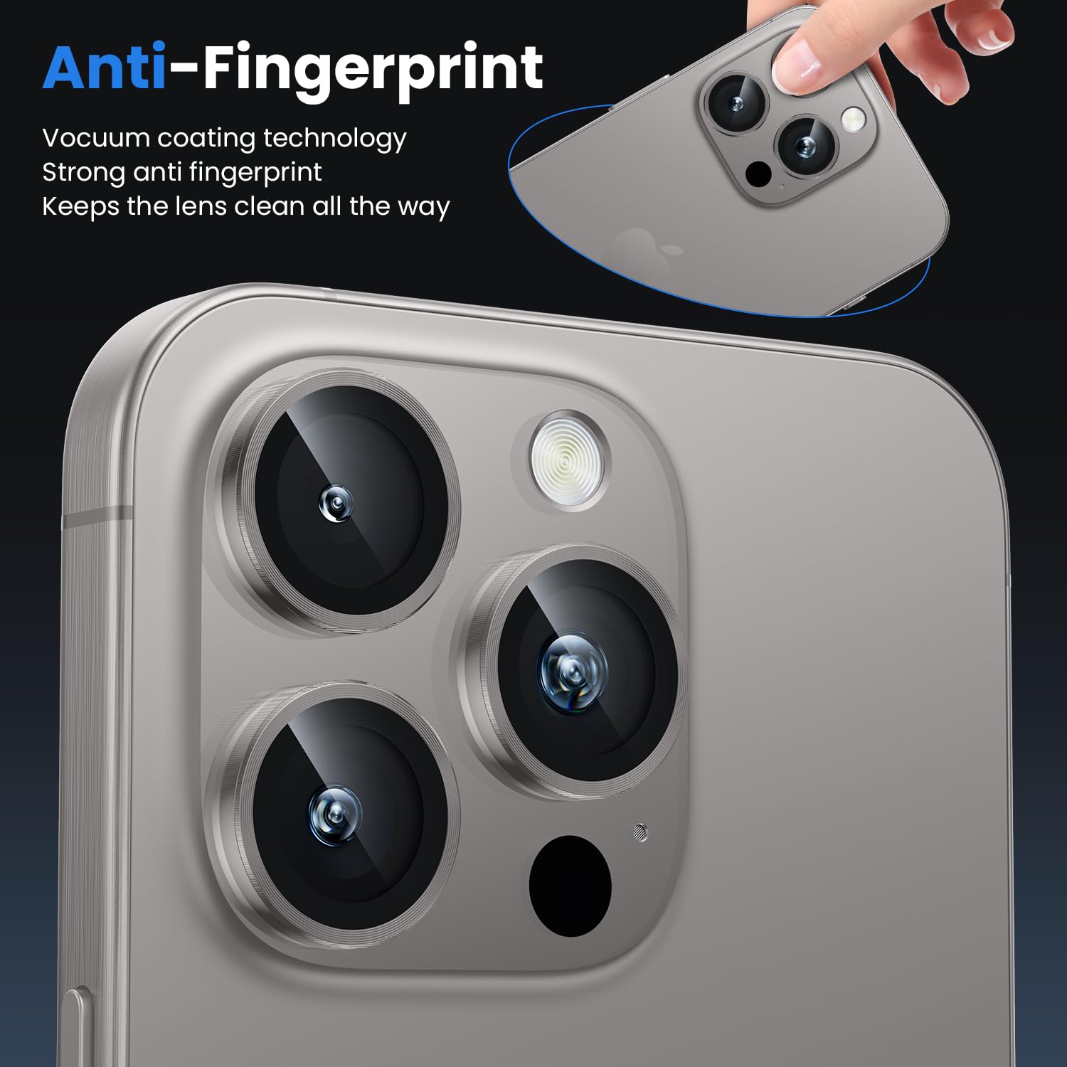 WSKEN iPhone 16 Pro Max/iPhone 16 Pro için Kamera Koruması - 9H Sertlik Çizilmeye Dayanıklı Kabarcık İçermez, HD Sertleştirilmiş Kamera Metal Cam Panzer Koruma Cam Ekran Koruyucu Folyo, Cep Telefonu