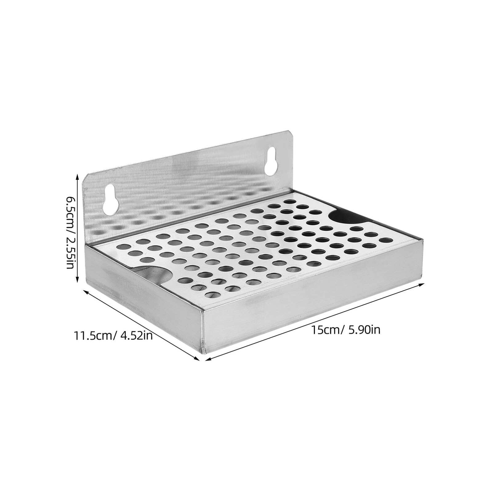 Vassoio antigoccia Birra 6" x4,5 in Acciaio Inox, Montaggio a Parete con griglia Rimovibile, vaschetta Raccolta liquidi per spillatore e Dispenser Birra Professionale
