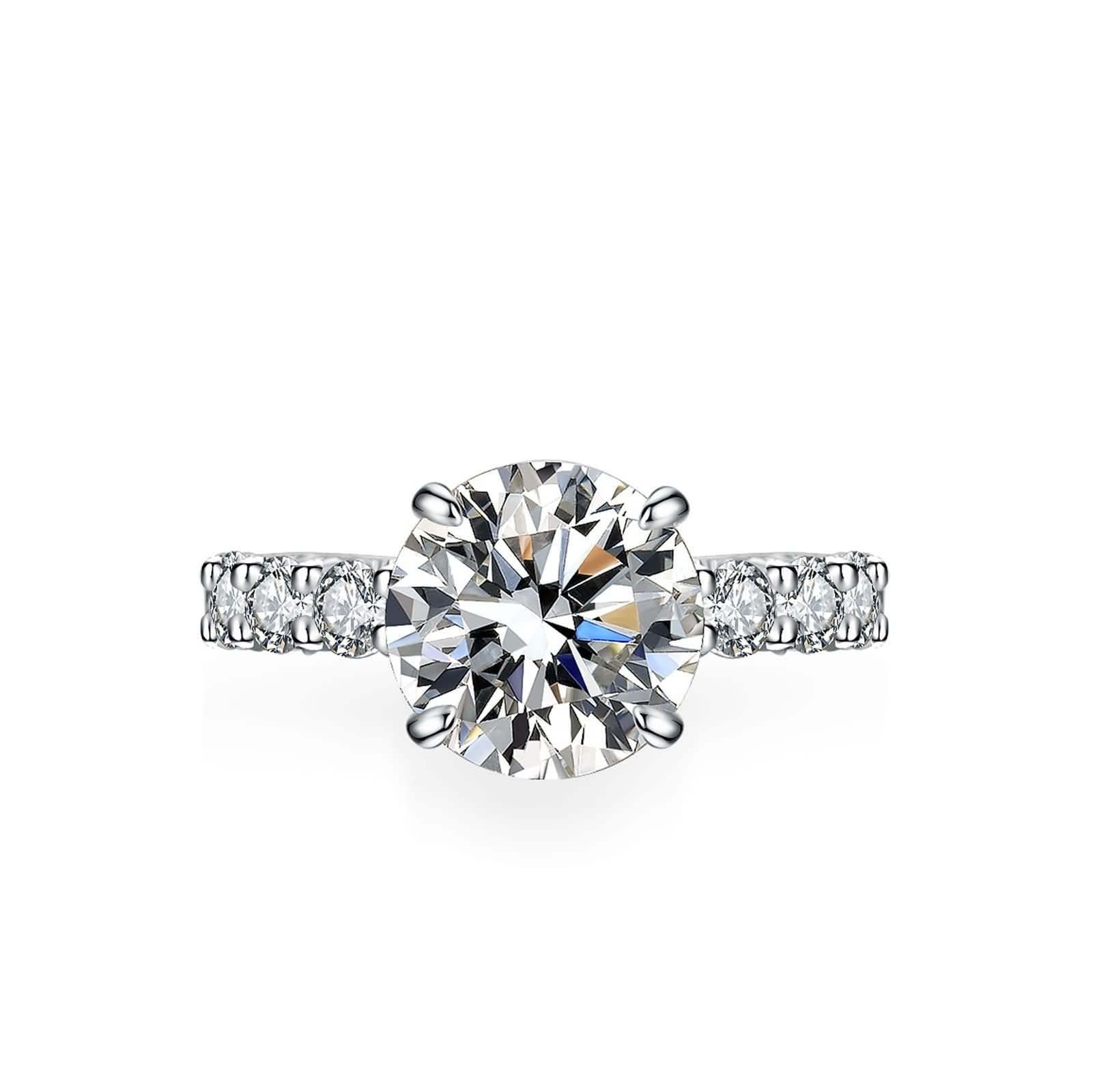 Anello nuziale in oro bianco 9 K/14 K/18 K, bianco 4 artigli rotondi con moissanite 3 ct semplice anello di fidanzamento