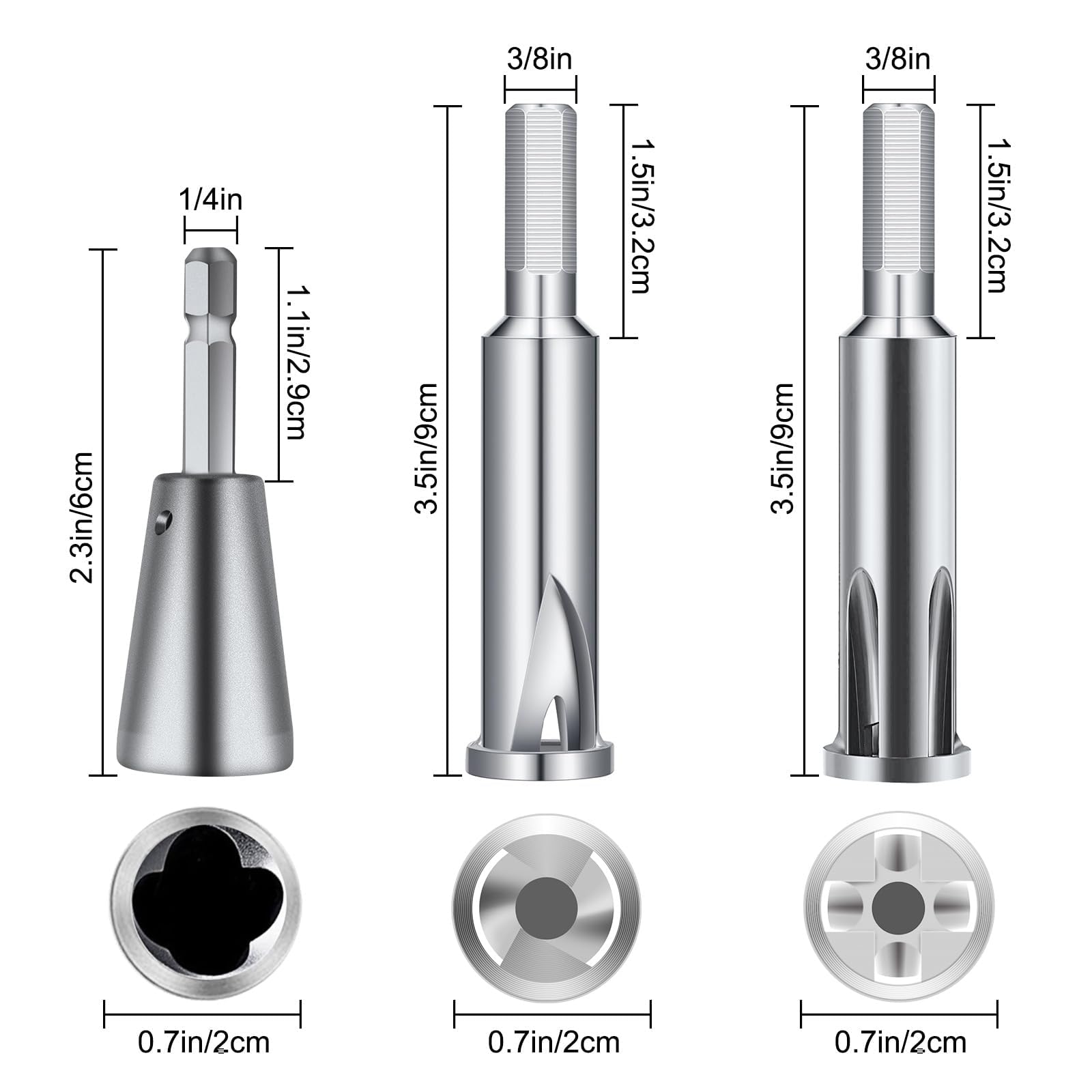 SUNJOYCO Wire Twisting Tools, 3PCS Hex Shank Cable Wire Stripper and Twister, Wire Nut Twister Spin Twist Wire Connector Socket, Electrician Wire Stripping and Twisting Tool for Power Drill