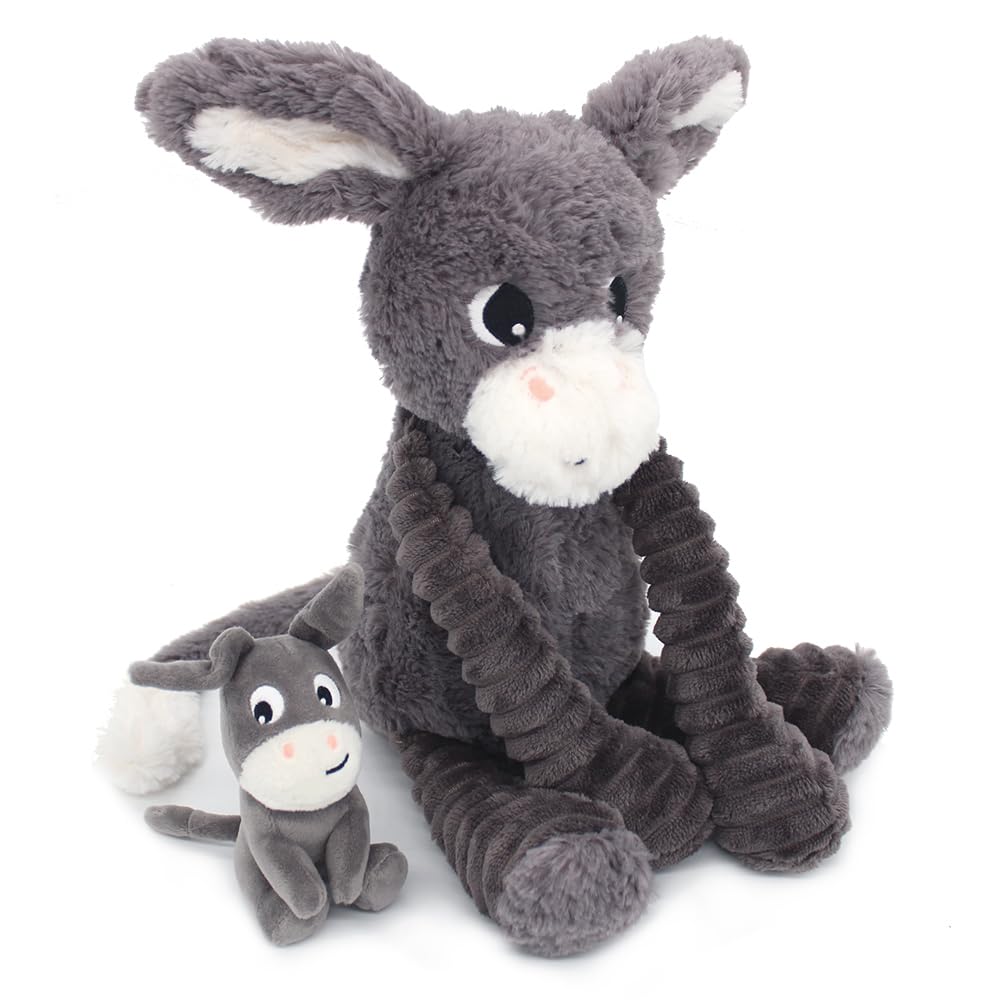 Les PTIPOTOS by Les DEGLINGOS - Peluche Maman Bebe - Toute Douce - Cadeau Naissance - Poitou ANE Maman & Bebe Gris - 24CM