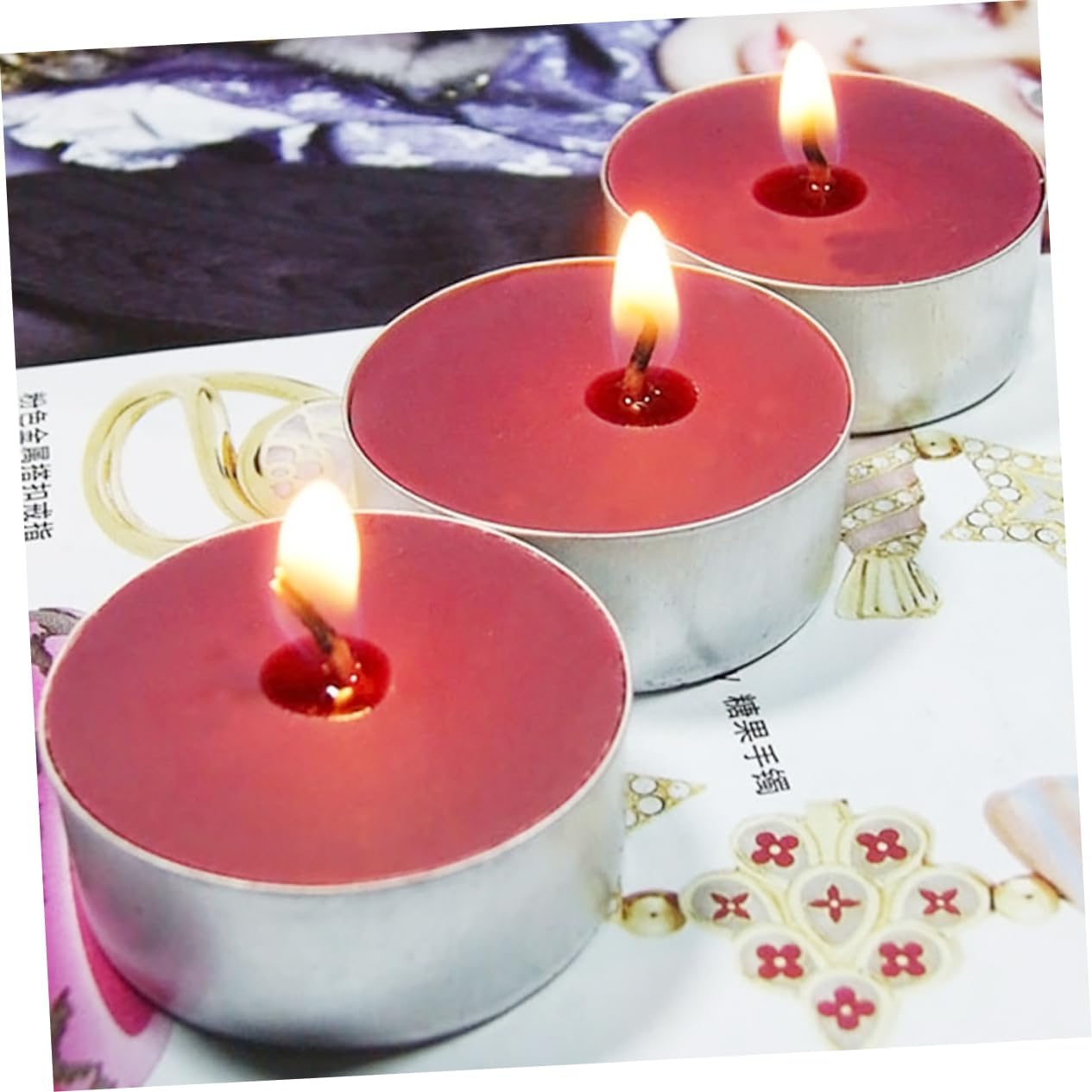 PRETYZOOM 10pcs Red Led Tea Lights Scented Soft Light Flameless Candles for Birthday Decor