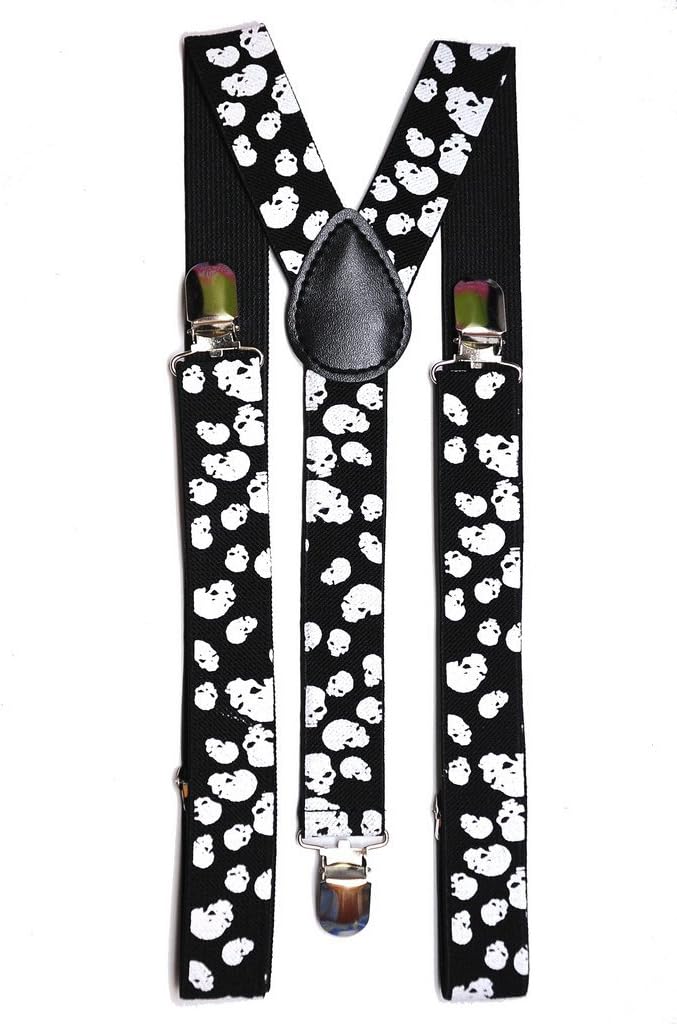 Youth Skinny Black and White Checkered Ska Suspenders