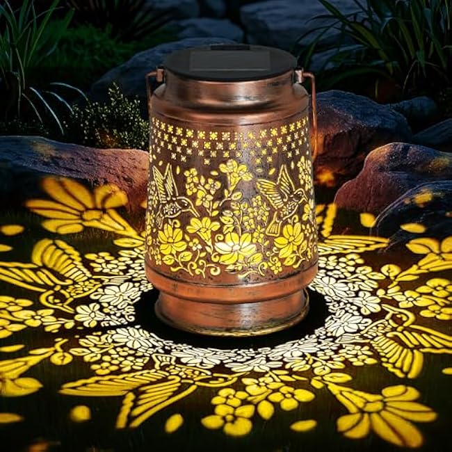 Solar Lantern Outdoor Lamp Waterproof Decorations Garden Decor, Christmas Birthday Gifts for Women, Mom, Grandma Decorative Garden, Yard, Patio, Lawn, Porch - Hummingbird