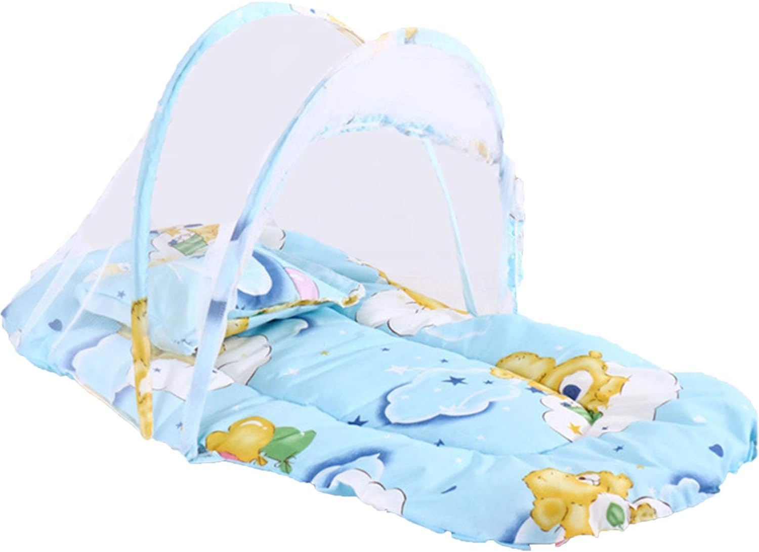 Zanzariera, pieghevole, tenda anti-zanzare in rete, portatile, copertura per lettino da viaggio (blu)