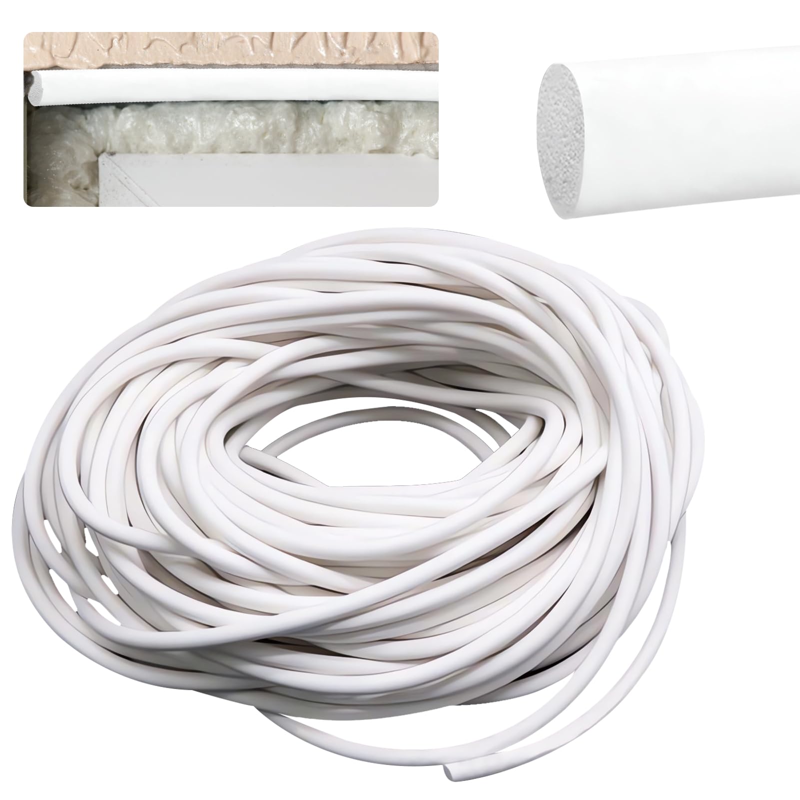 Cordone sigillante per fughe Ø 4 mm in silicone rotondo guarnizione schiuma bianca