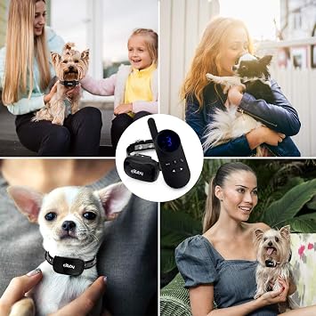 eXuby - Tiny Shock Collar for Small Dogs 5-15lbs - Smallest Collar on The Market - Sound, Vibration, Shock - 9 Intensity Levels - Pocket-Size Remote - Long Battery Life - Water-Resistant - Black
