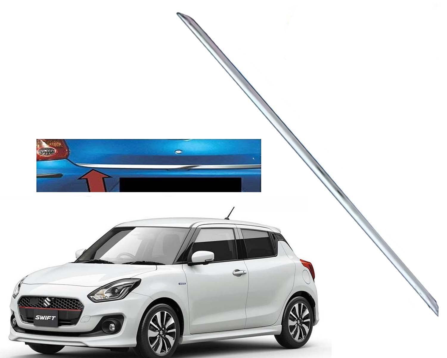 Auto E-Shopping ABS Plastic Chrome Finish Car Diggi Garnish Silver Dicky Patti Compatible for Maruti Swift 2018