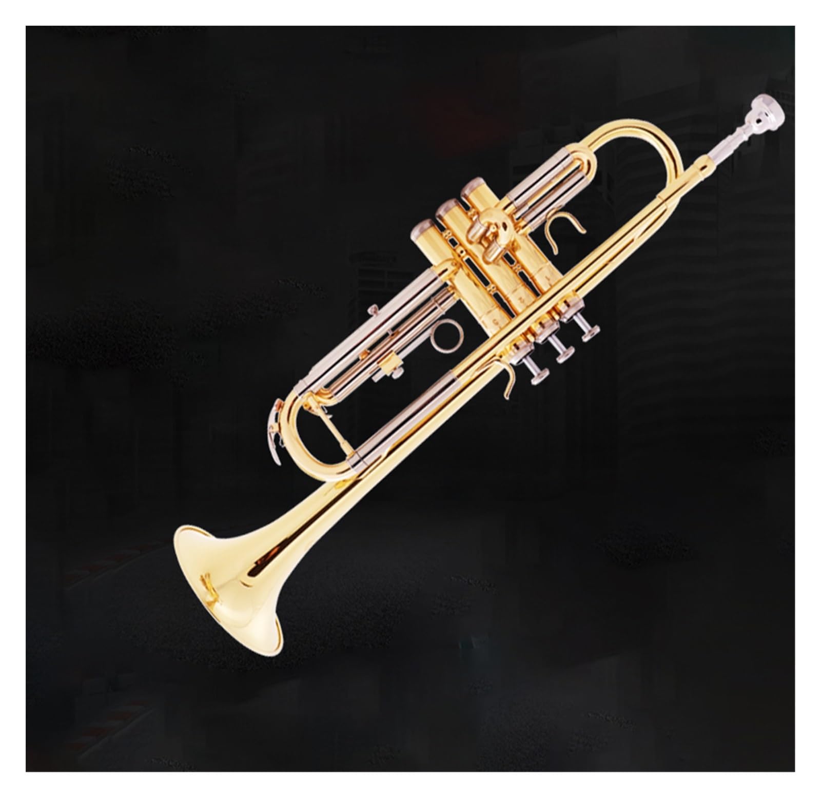Trompeten Messing-Gold-Student Spielt B-Flat-Band-Anfänger-Blasinstrument Zweifarbige Trompete
