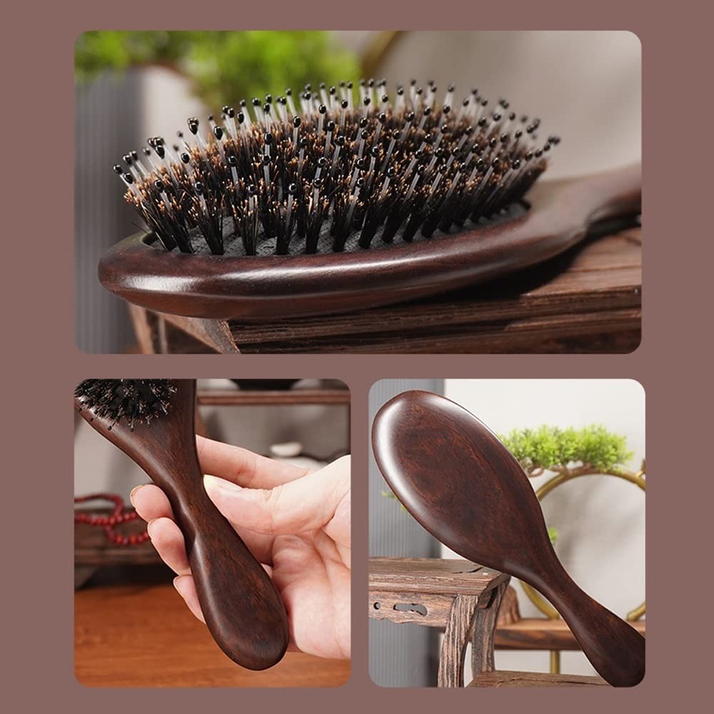 Cepillo de pelo de cerdas de jabalí para mujeres, hombres, niños, cepillo de cerdas de jabalí y nailon para cabello húmedo/seco, alisado, desenredante, restaura el brillo y la textura (tamaño