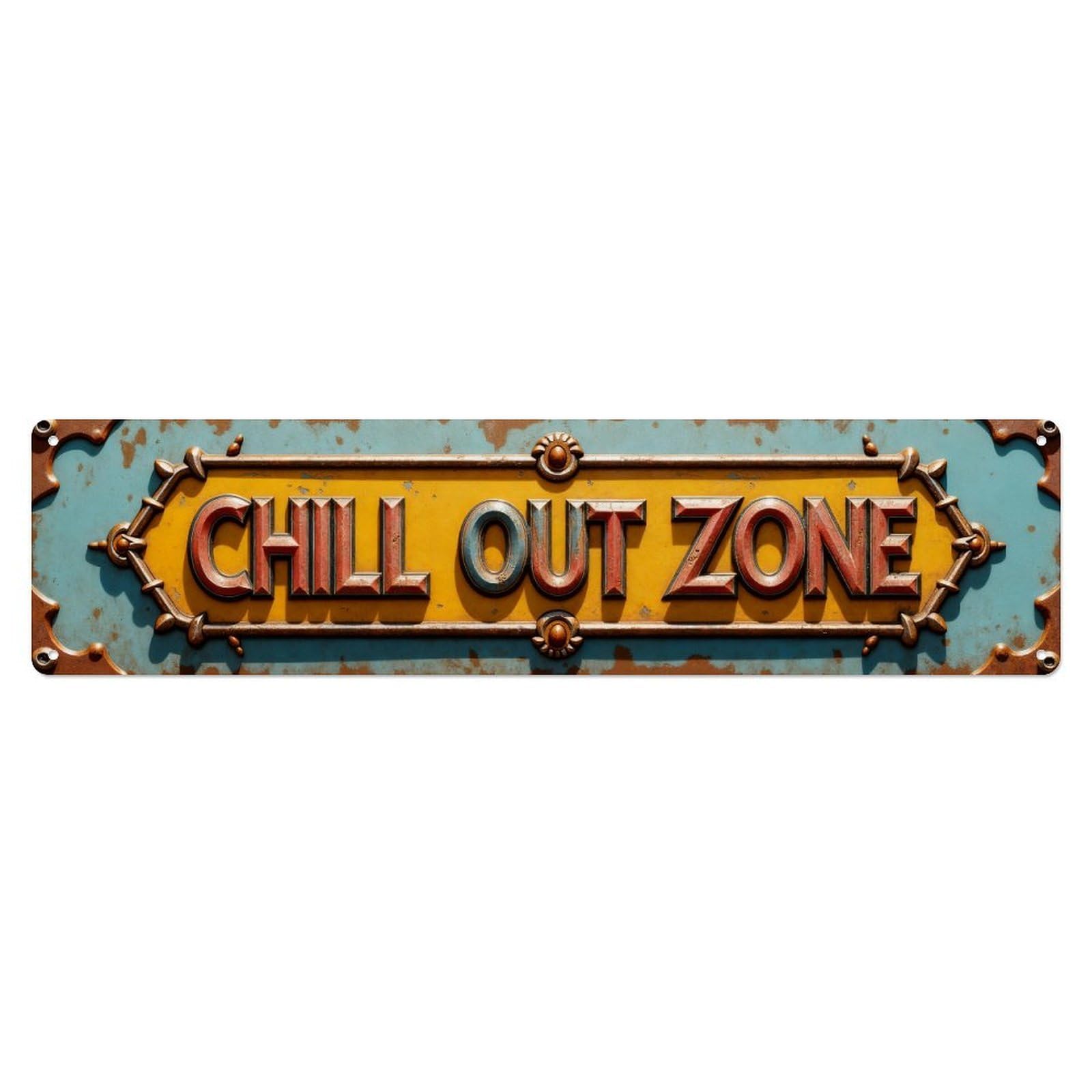 Chill Out Zone Sign Pattern_3 Metal Tin Sign Plaque