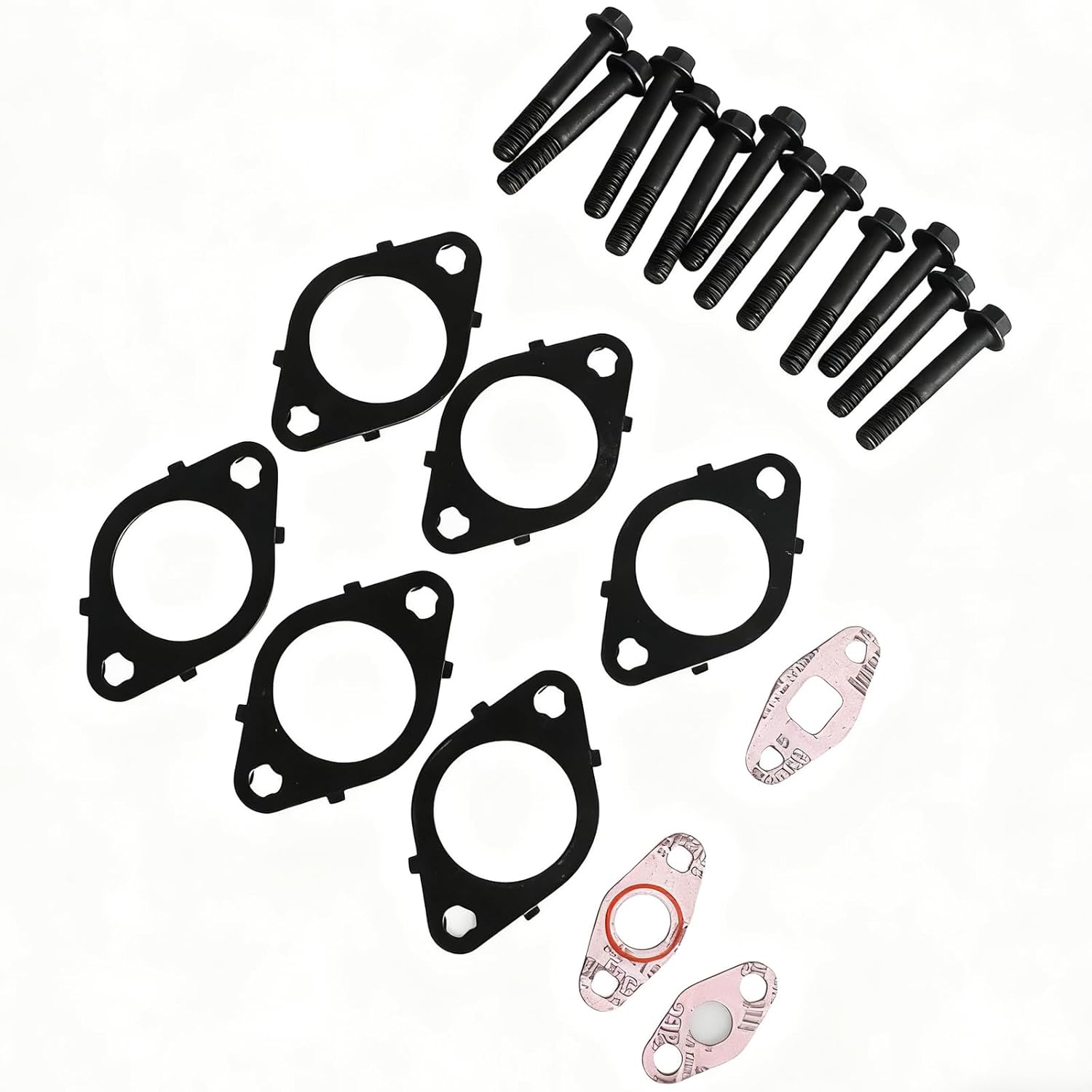 New Exhaust 3937479 Manifold Gaskets with Bolts wkomngga Suitable for Cummins ISL, ISL-G, QSL, ISC, QSC, 8.3L, 8.9L,