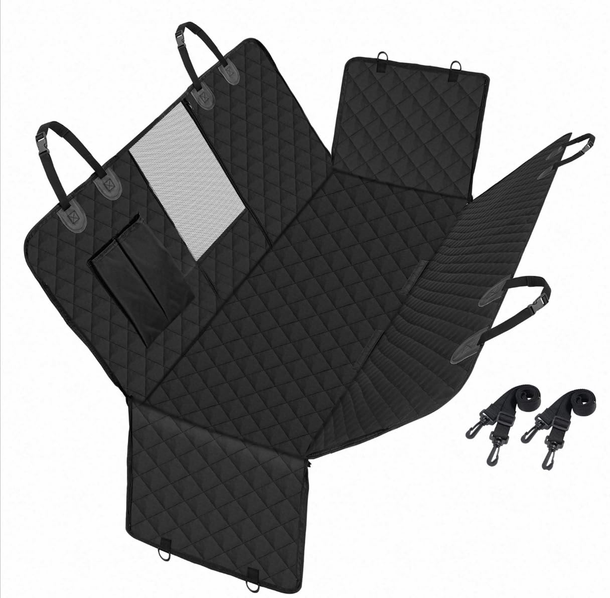 HYLLYP 1 Piece Dog Car Seat Cover Back Seat Protector Fits for Nissan Qashqai (J12) 2021-2024 Waterproof Pet Travel Hammock Heavy Duty Scratchproof Nonslip Mesh