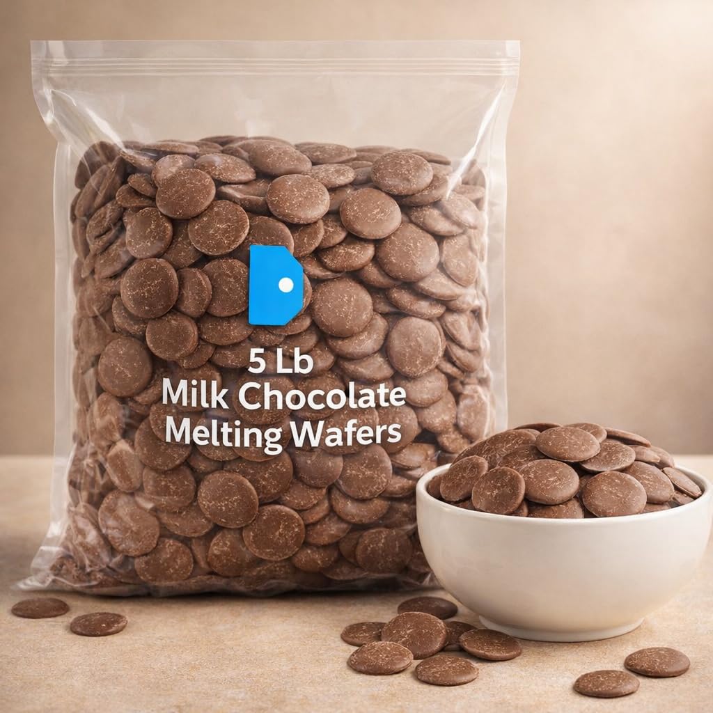 Milk Chocolate Melting Wafers - 5 pounds of Milk Chocolate Cocoa Lite, Perfect for Melting and Dipping, Premium Quality Chocolate Wafers for All Your Baking Needs - 80oz by 223020