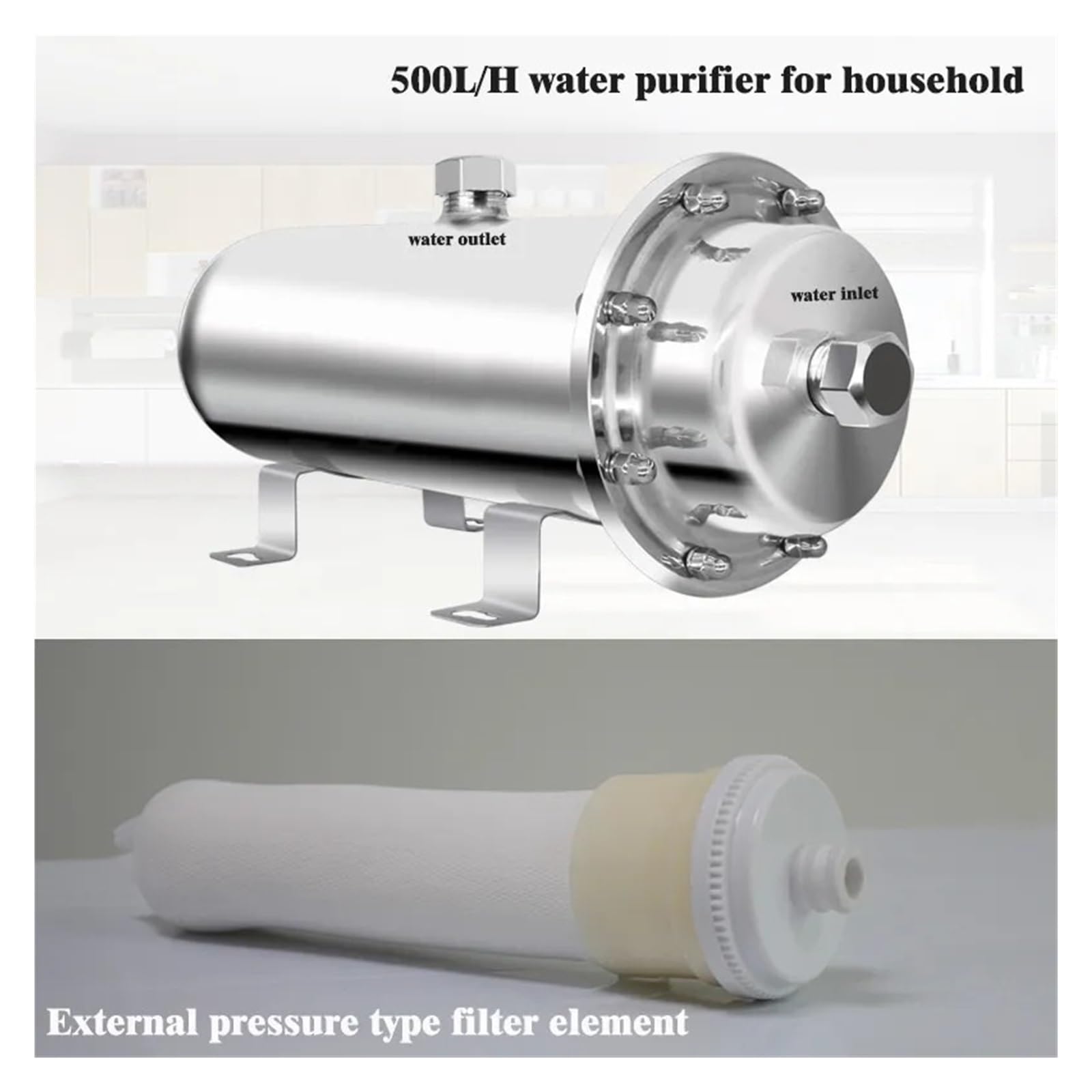 Filtro de agua debajo del fregadero, Purificador de agua Filtro de membrana de ultrafiltración de acero inoxidable, Máquina de equipo de purificación de agua con filtro doméstico para su cocina, baño,