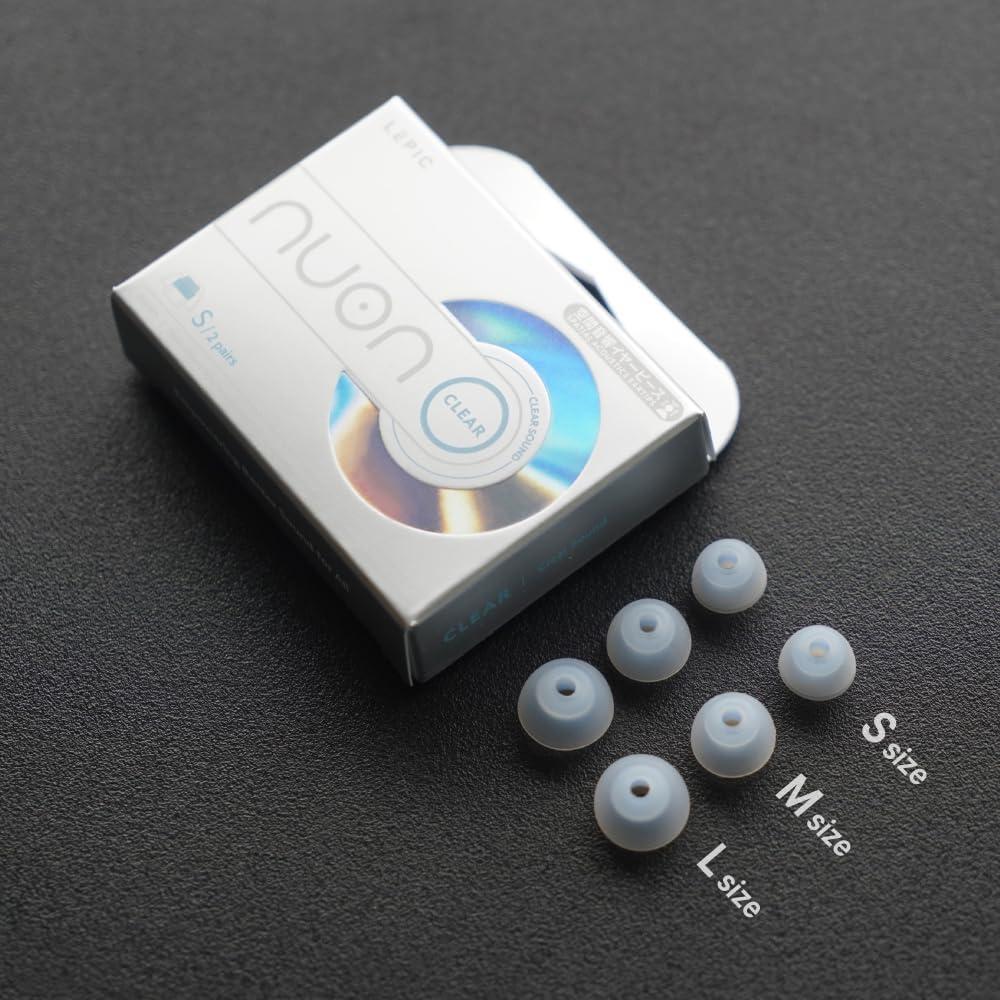 Lepic nuon Clear Spatial Eartips, 2 Pairs Package, 3rd Generation eartips, Earbud Tips, Compatible with Wired Earphones, Wired Earbuds, Noise Cancelling Earbuds, Enhance Instrumental, Female Vocal (S)