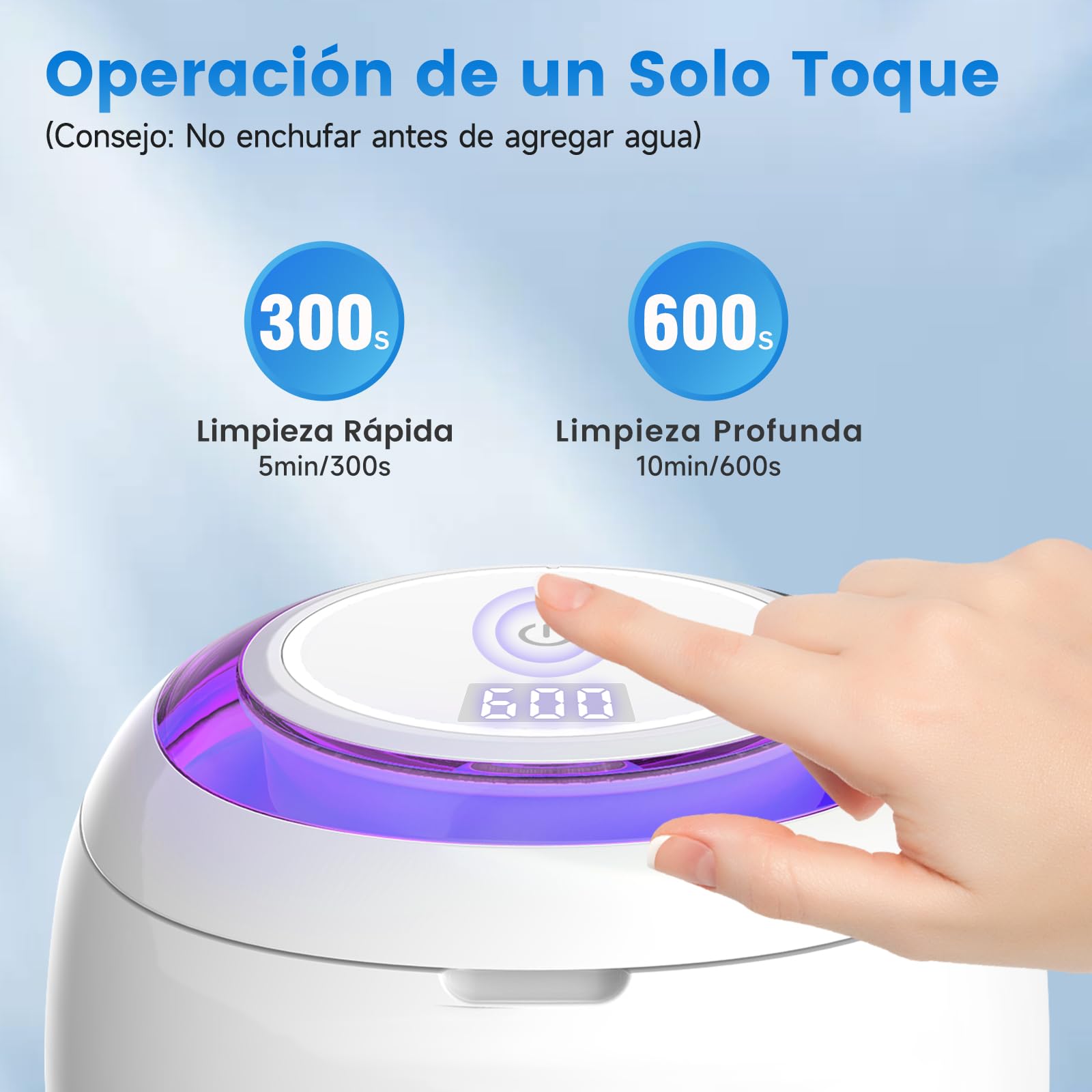 SEANCHEER Limpiador Ultrasonidos 48000Hz Ultrasonidos Limpieza | 180ML | Lampara UV | Ultrasonic Cleaner Portatil para | Dentaduras | Ferula Dental | Retainer | Aligner | Brackets | (Blanco)