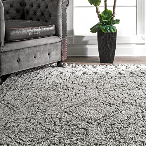 Nuloom Vasiliki Moroccan Shag Rug, 5' 3" X 7' 7", Grey #TOP6
