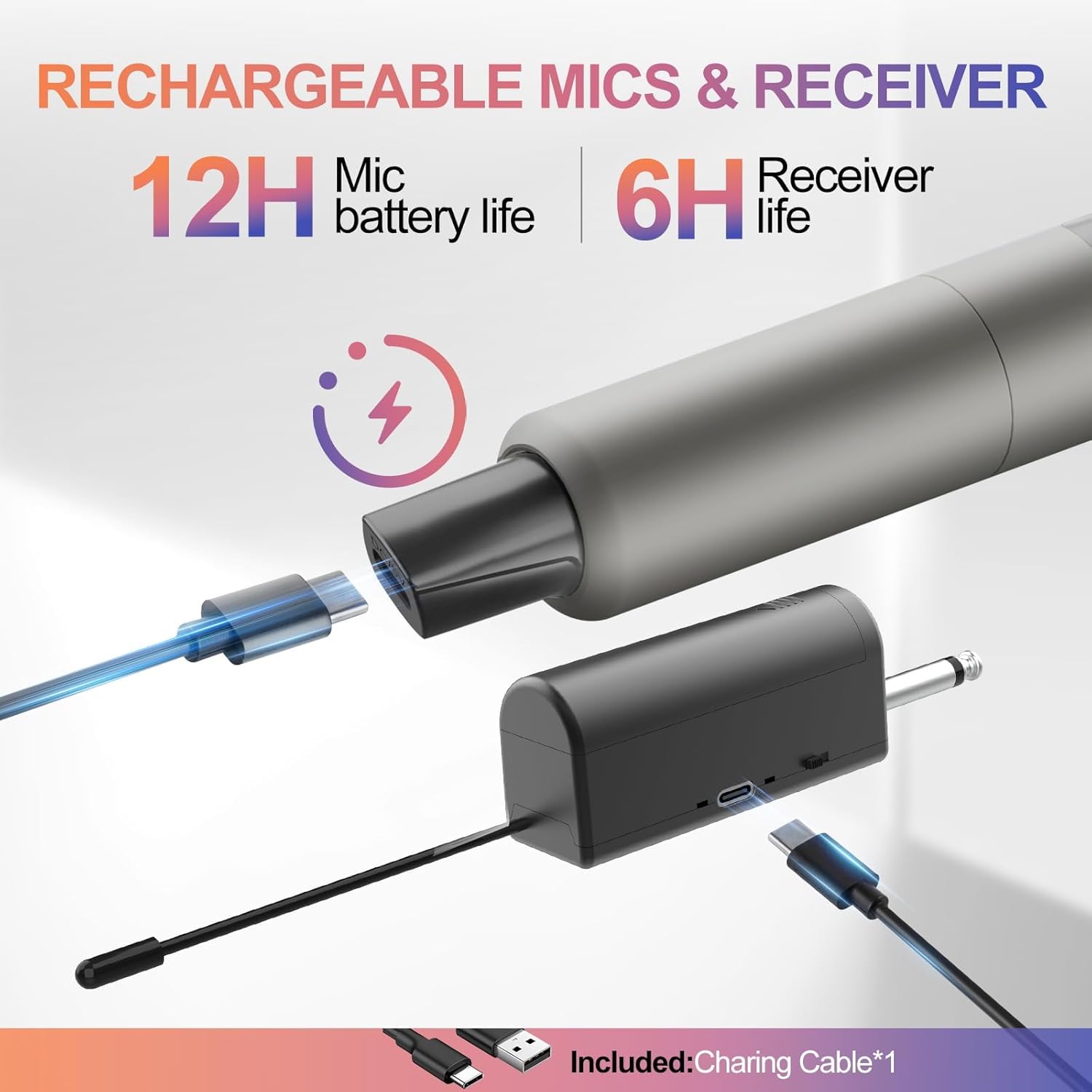 Aveek Micro sans Fil 4 micros Professionnels 2,4 GHz Rechargeable avec récepteur Portée 30m Karaoké Chant Fêtes