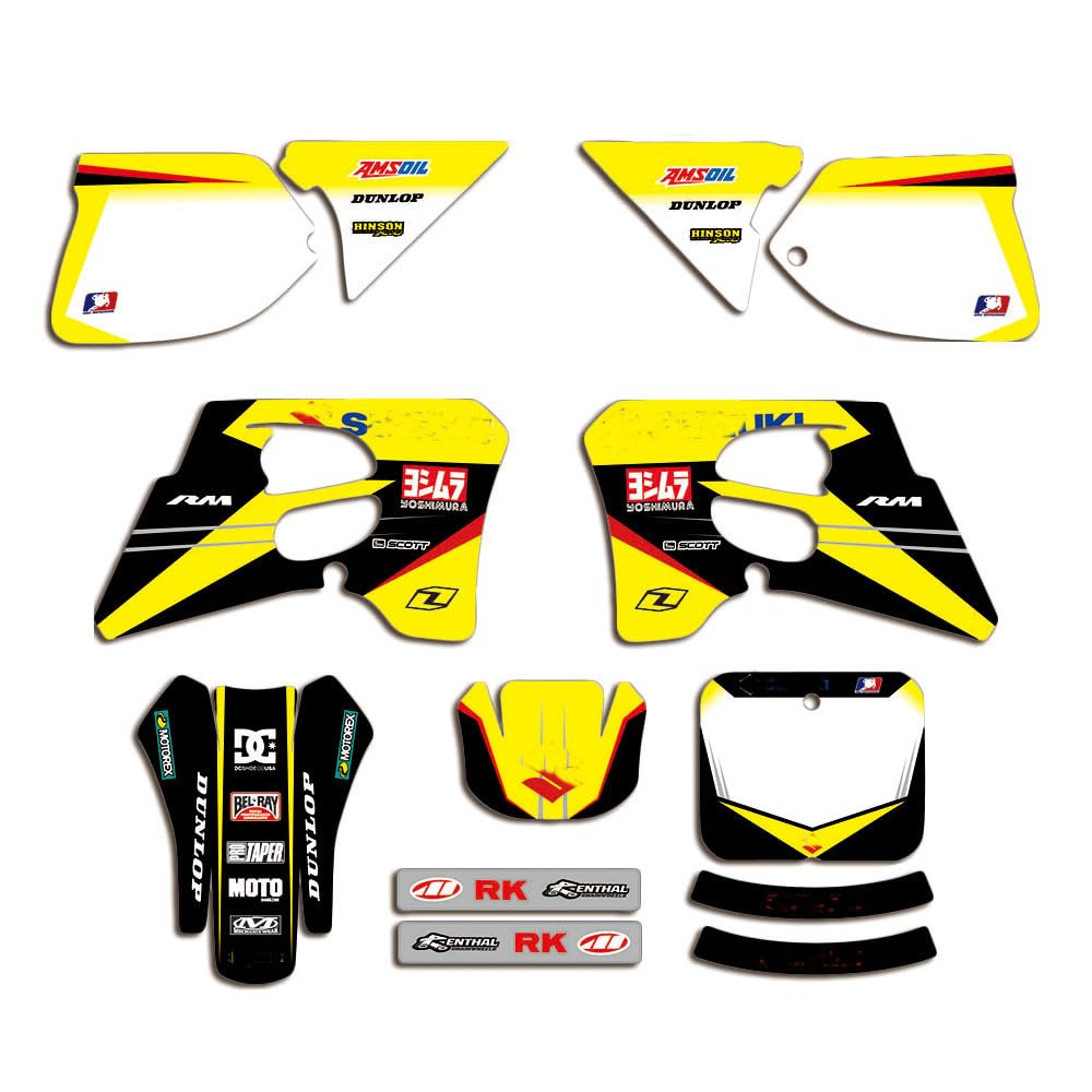 Enarui Yellow Graphics Stickers Kit Decals Fit For Suzuki Rm 125 250 Rm250 Rm125 1993 1994 1995