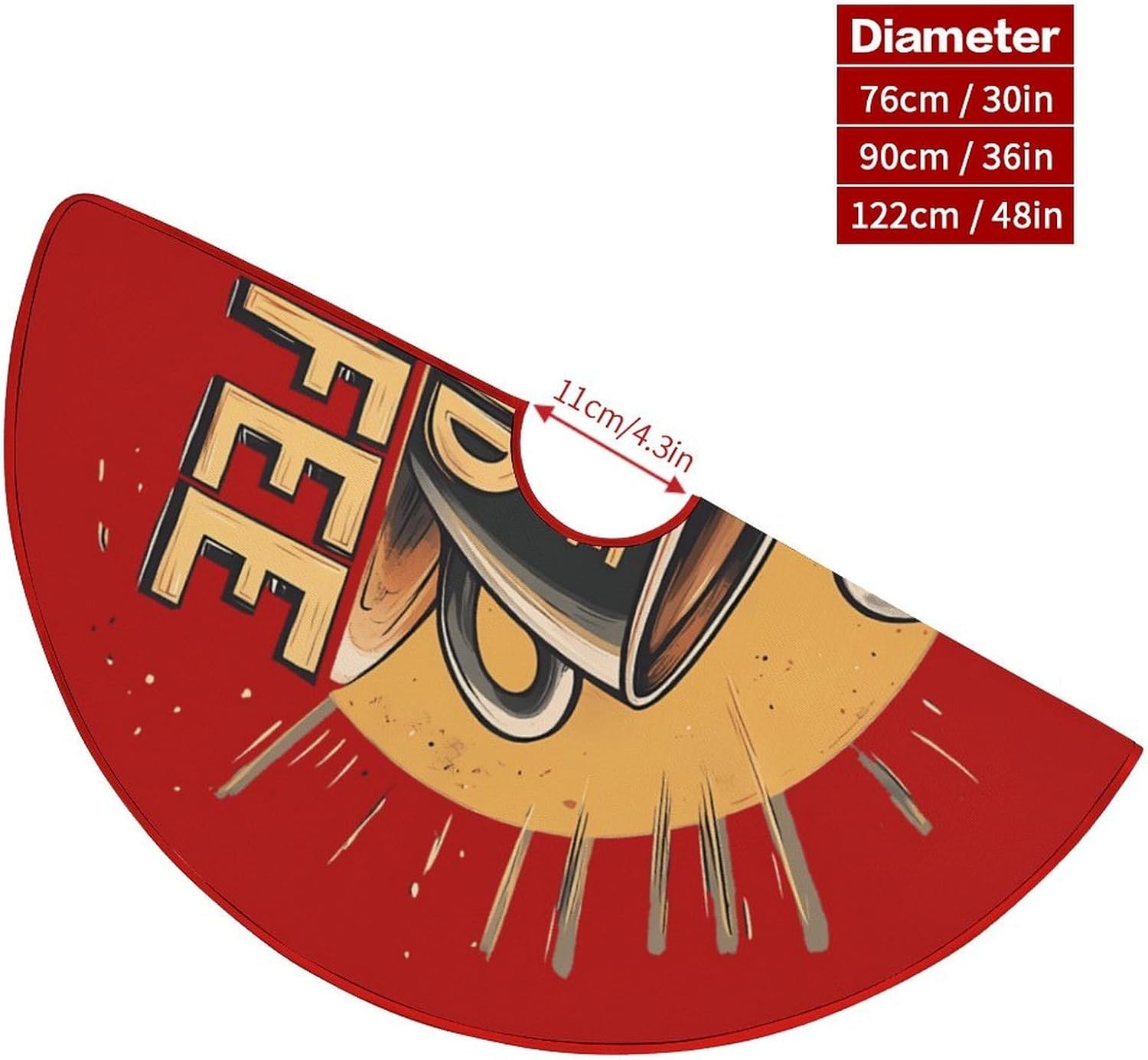 Sunshine and Coffee Christmas Tree Skirt Ornaments Christmas Tree Mat for Home Party Holiday Decorations