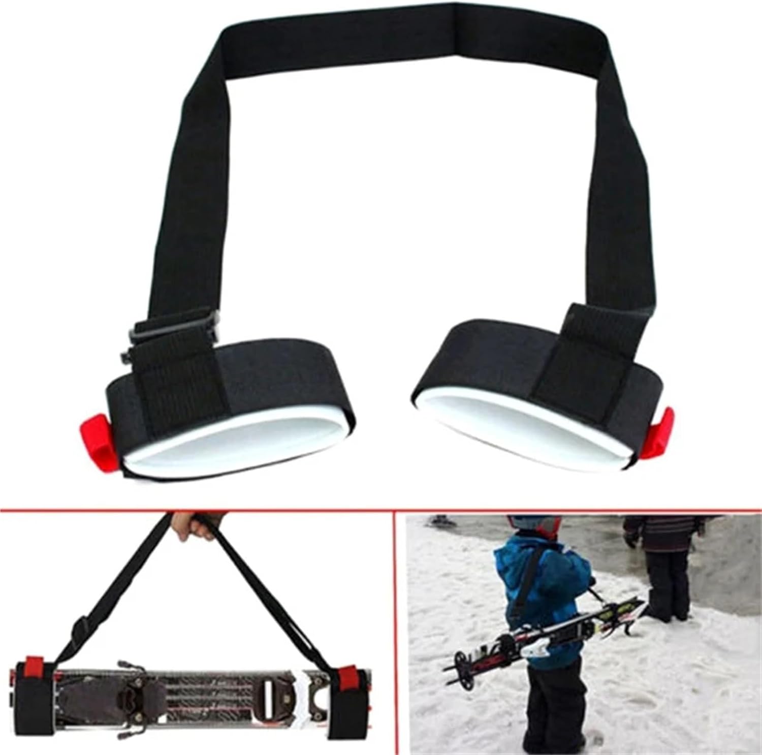 Snowboard Leash 6pcs Skiing Pole Shoulder Hand Carrier Lash Handle Straps Adjustable Buck Hook Loop Protecting Nylon Ski Strap Bag