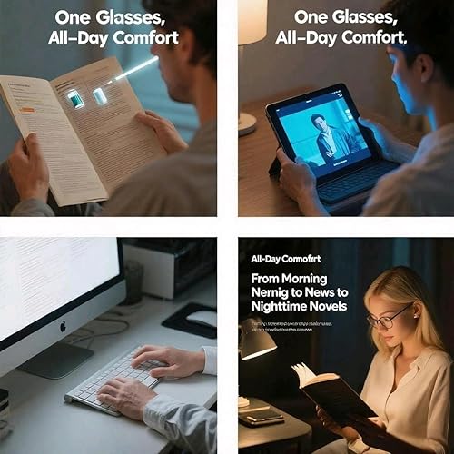 Miniatura 6 de AJYADO Gafas de lectura redondas retro para mujer, bloqueo de luz azul, paquete de 2 unidades, para mujeres y hombres irrompibles