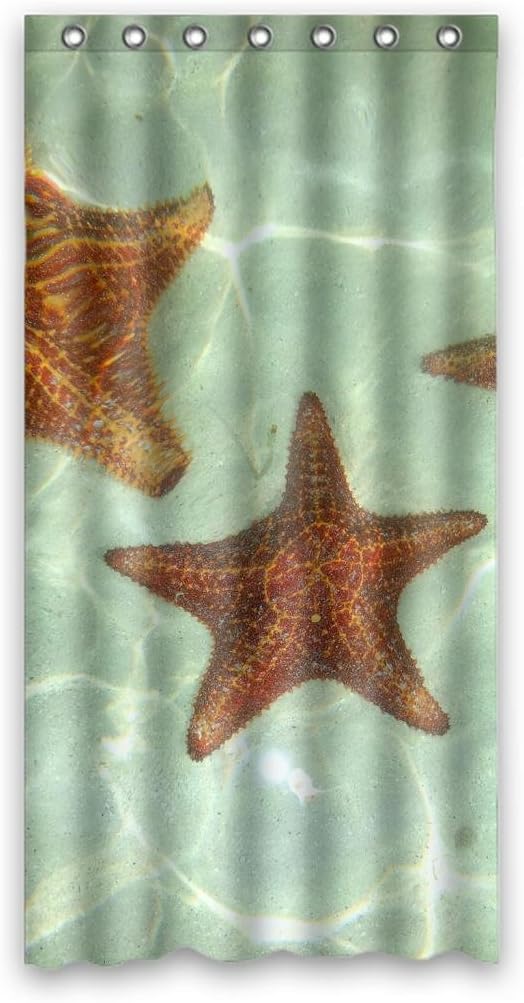 Clear fresh water brown starfishes Shower Curtain Measure 36"(w)x72"(h)