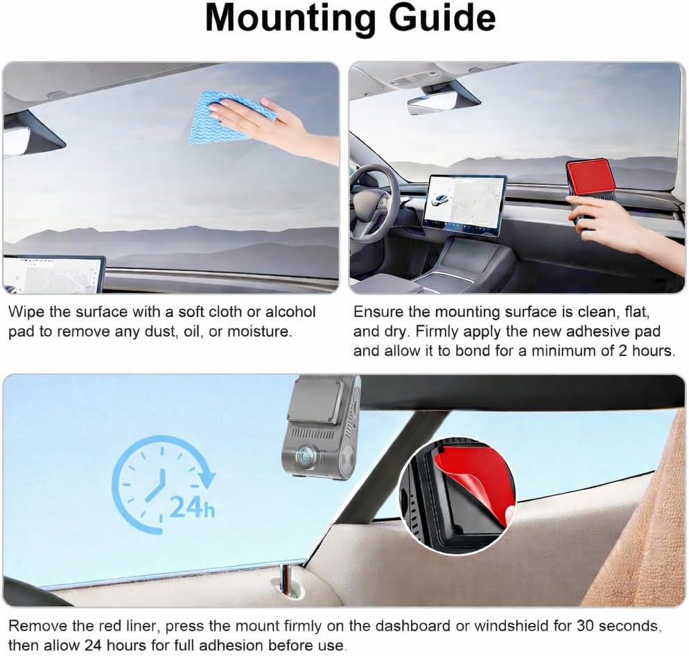 6-Pack Replacement Adhesive Pads Compatible with VIOFO A229 Series Dash Cams – 3 Front + 3 Rear Sticky Pads for A229 Duo/A229Plus/A229PRO